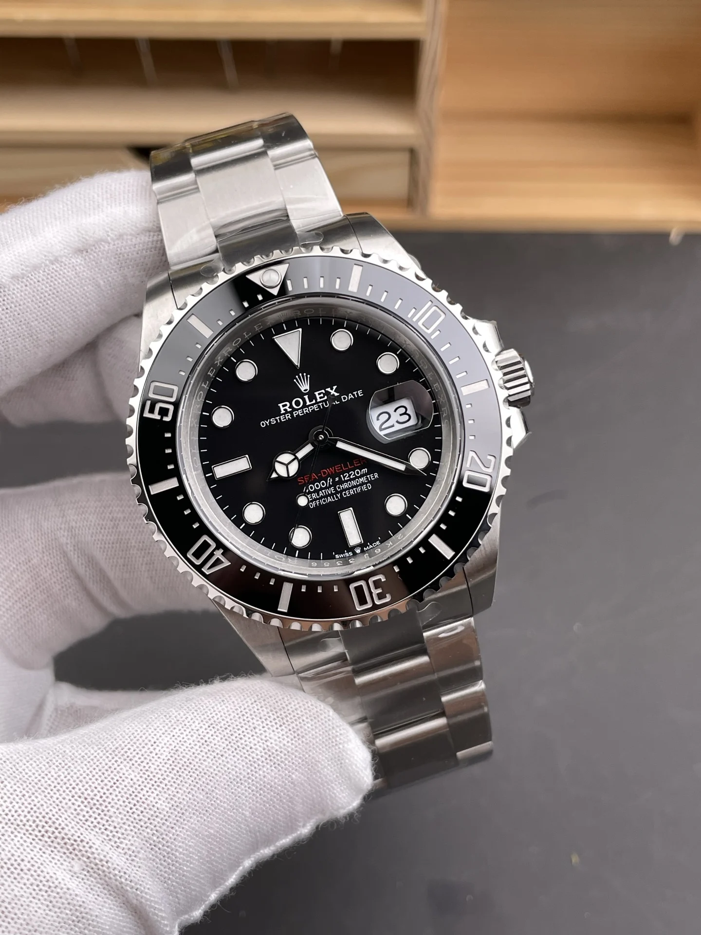 Rolex Sea-Dweller Red Dial 43mm — photographed off the sweep