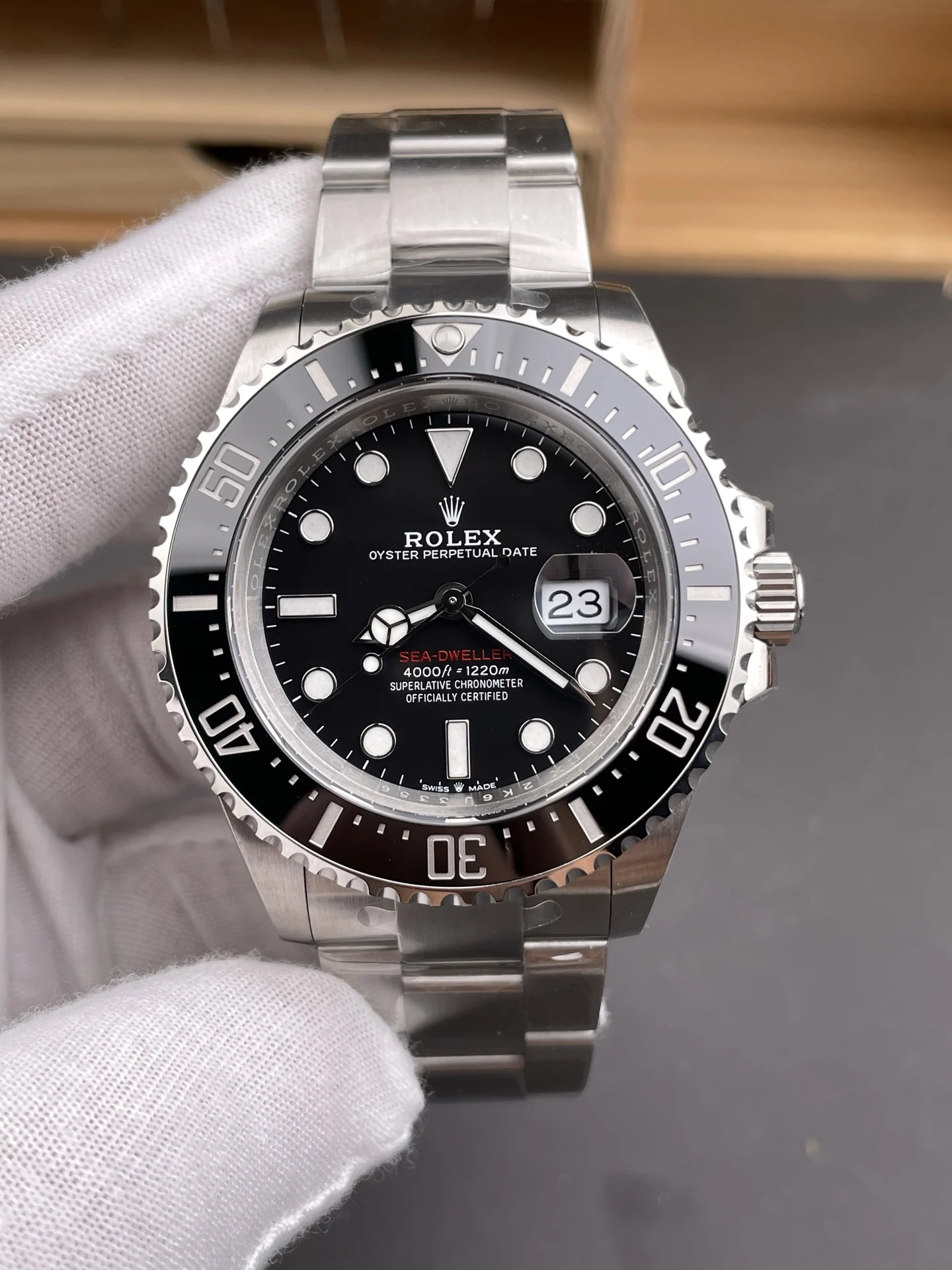Rolex Sea-Dweller Red Dial 43mm — photographed off the sweep