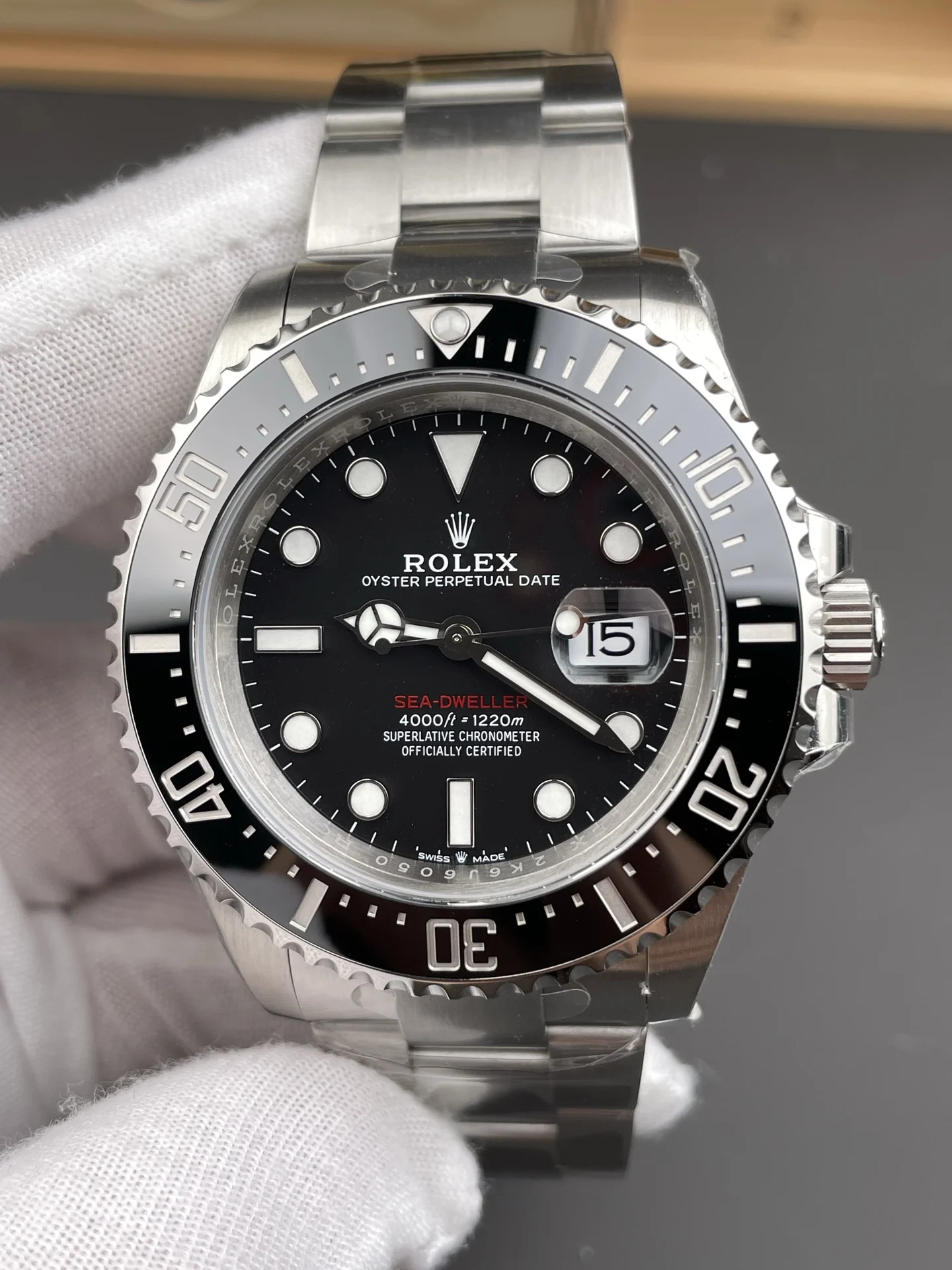 Rolex Sea-Dweller Red Dial 43mm — photographed off the sweep