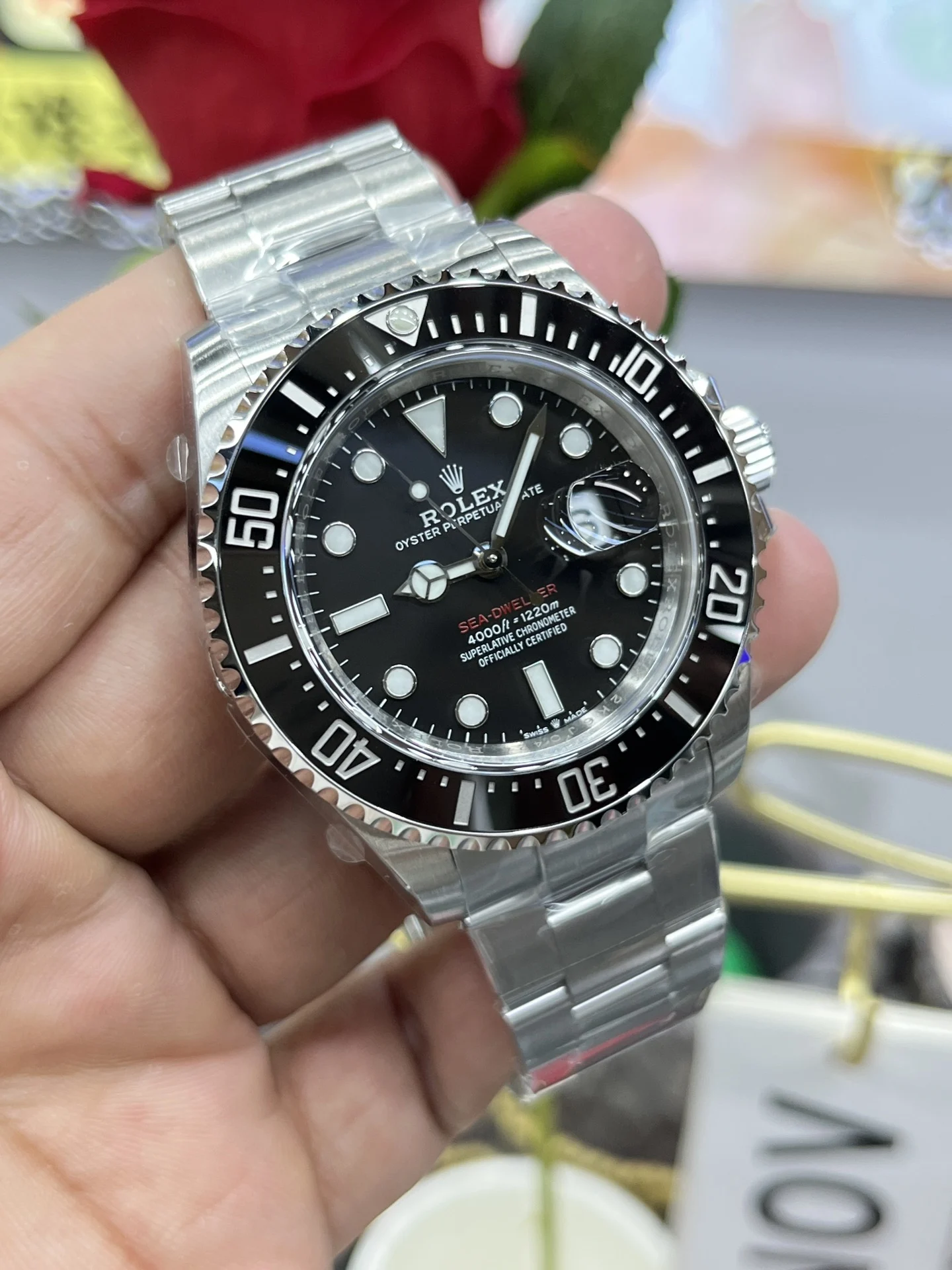 Rolex Sea-Dweller Red Dial 43mm — photographed off the sweep