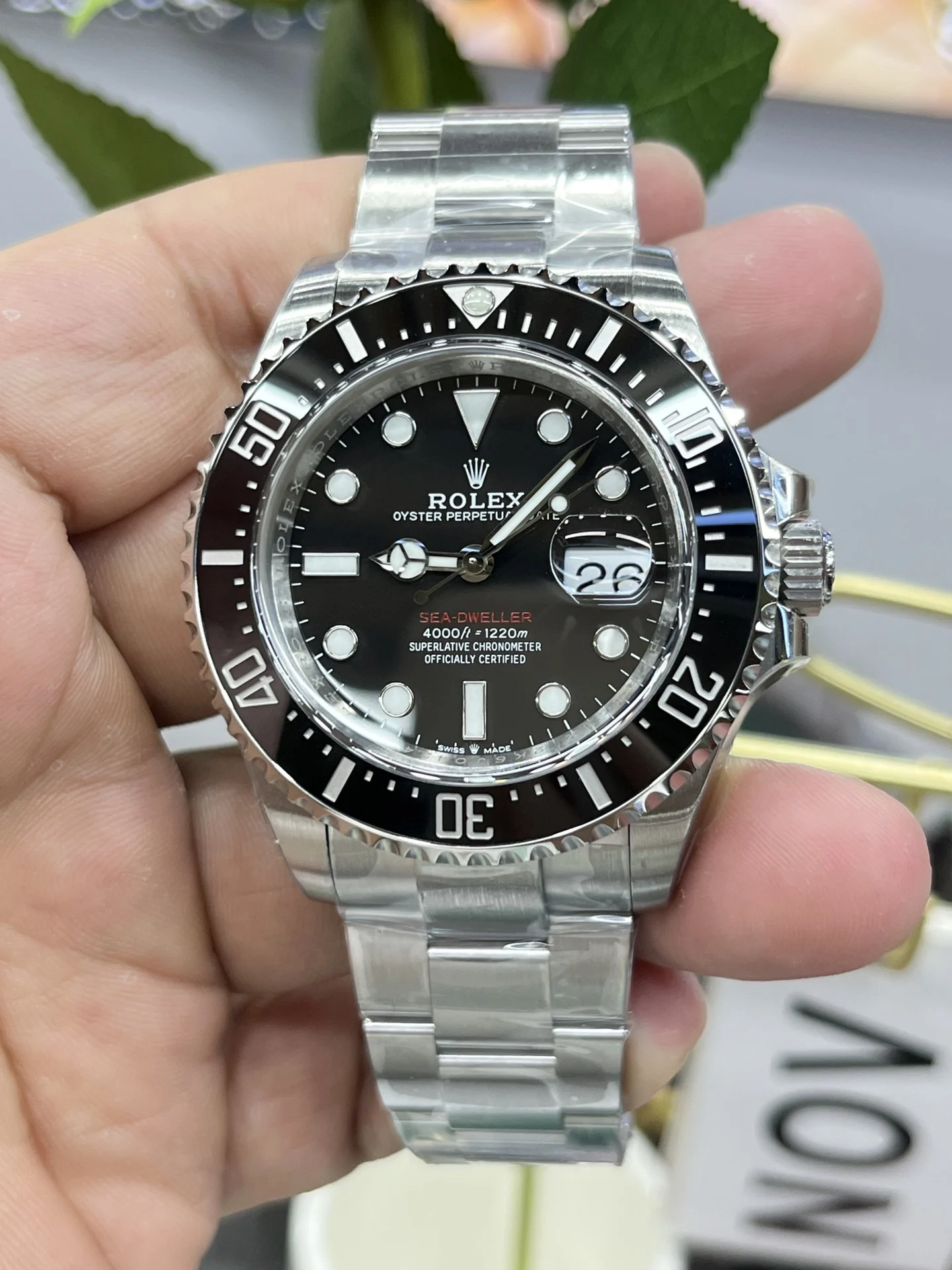 Rolex Sea-Dweller Red Dial 43mm — photographed off the sweep