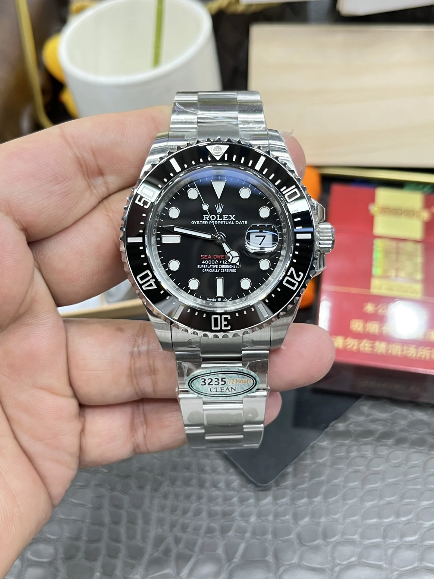 Rolex Sea-Dweller Red Dial 43mm — photographed off the sweep