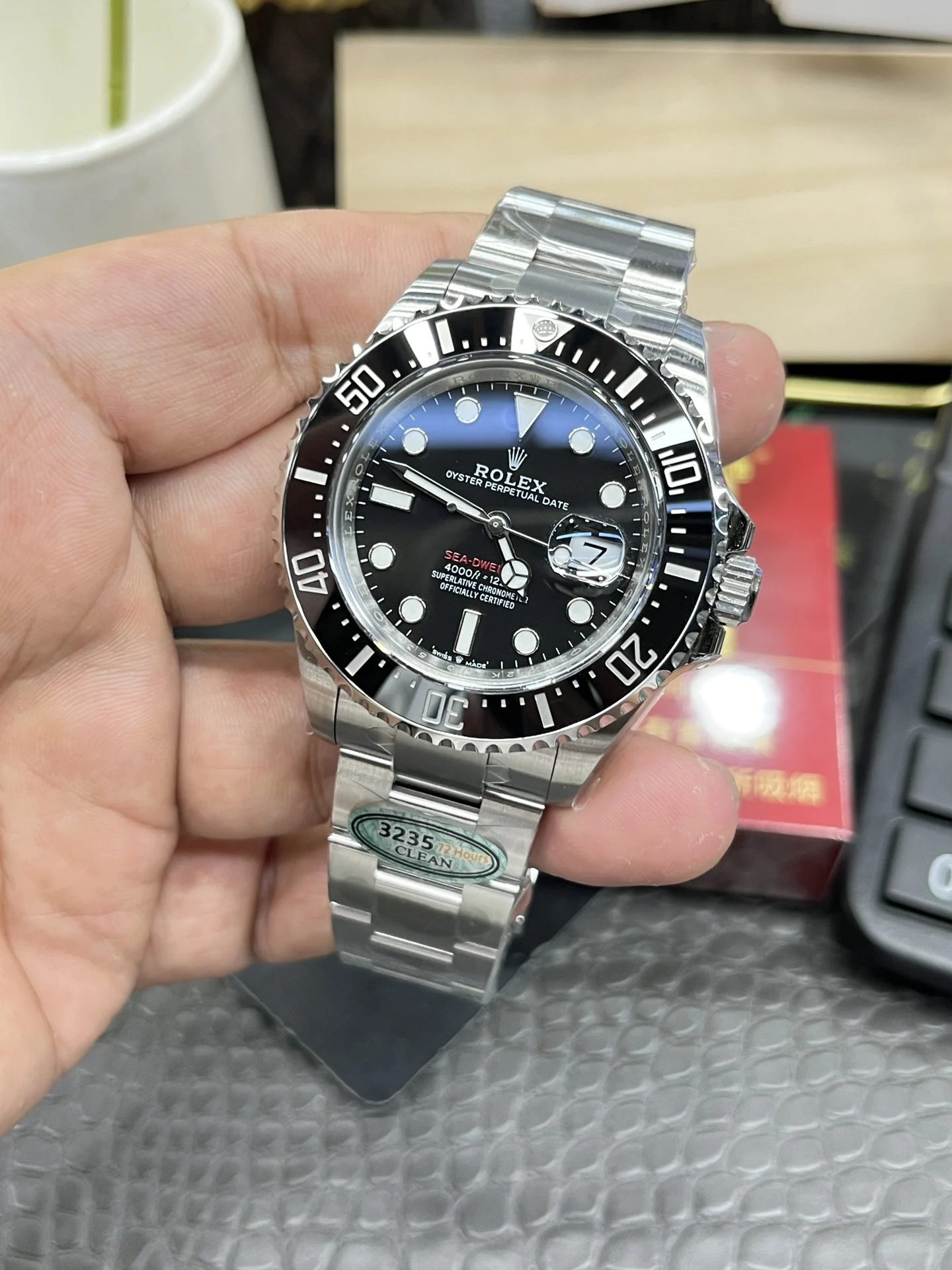 Rolex Sea-Dweller Red Dial 43mm — photographed off the sweep