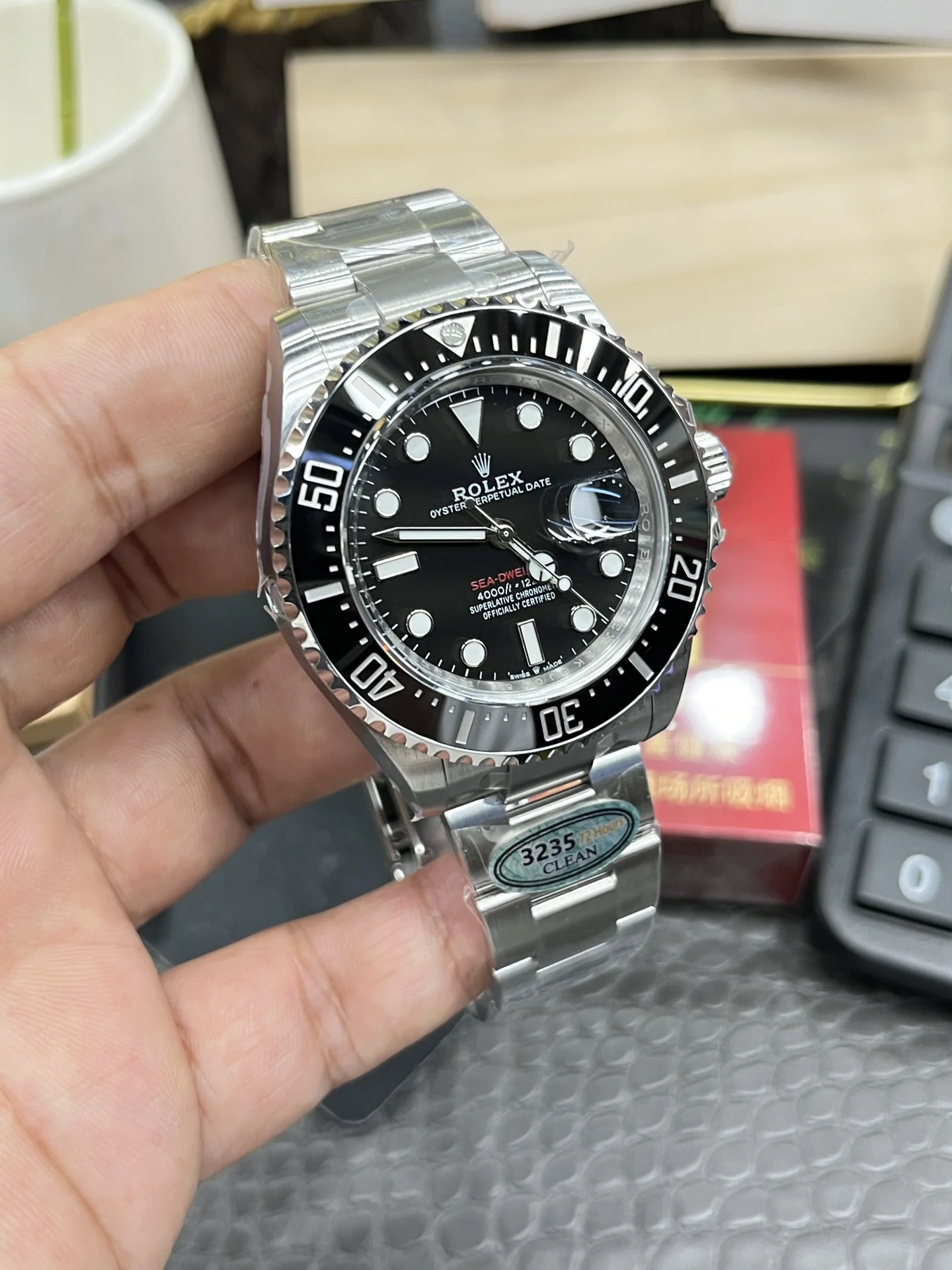 Rolex Sea-Dweller Red Dial 43mm — photographed off the sweep