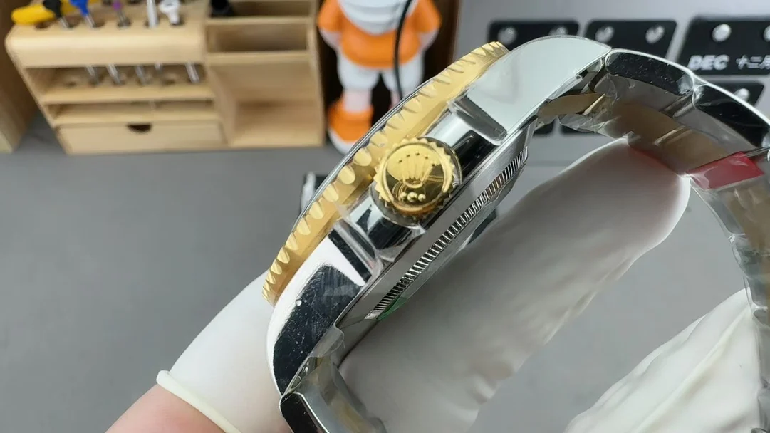 Rolex Sea-Dweller Two-Tone Yellow Dial — photographed off the sweep
