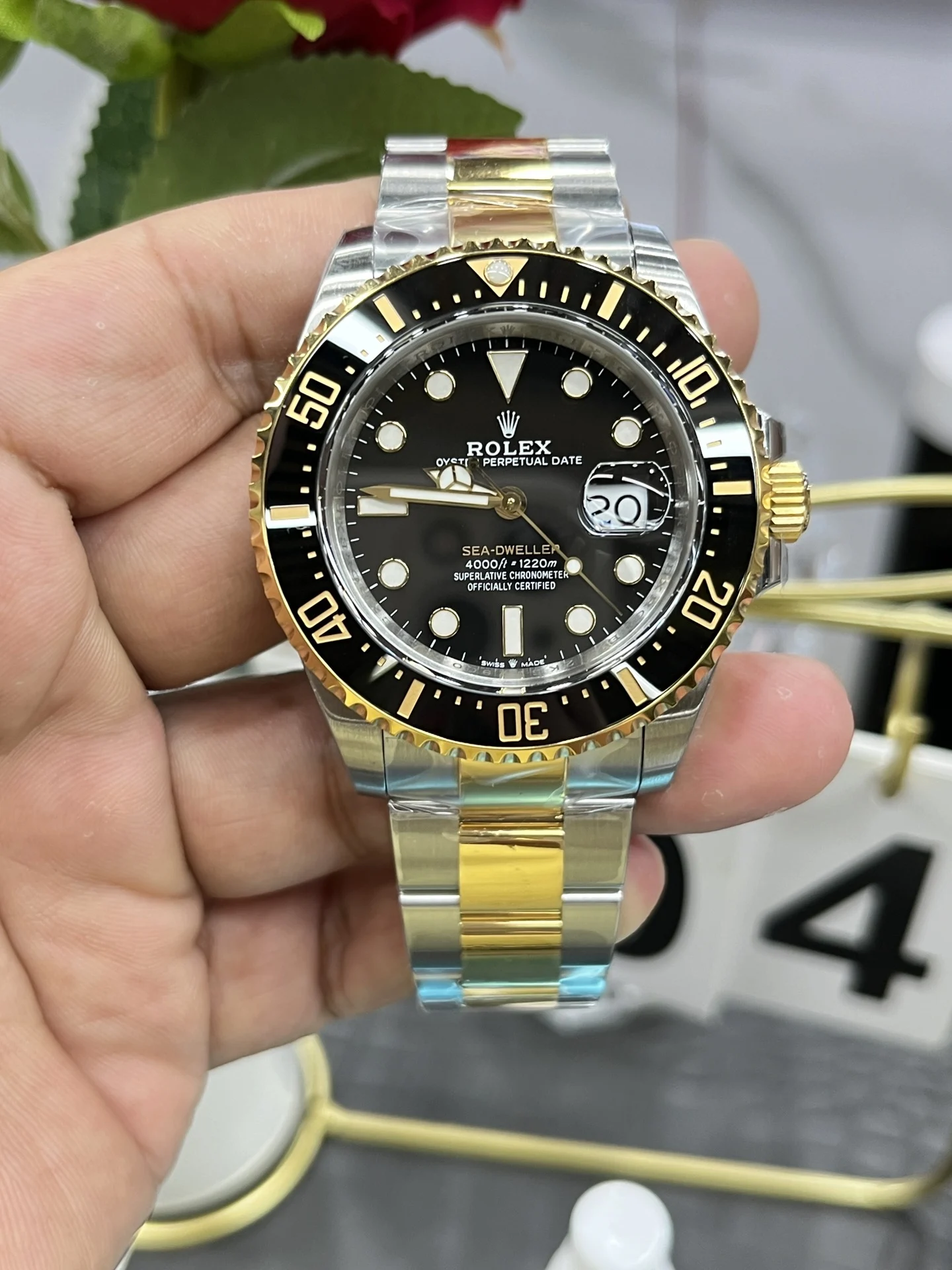 Rolex Sea-Dweller Two-Tone — photographed off the sweep