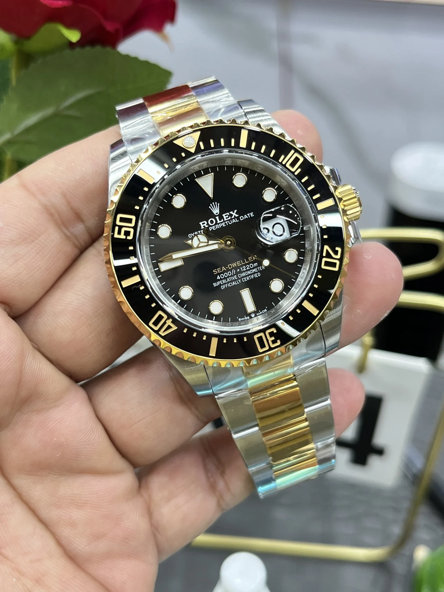Rolex Sea-Dweller Two-Tone — photographed off the sweep