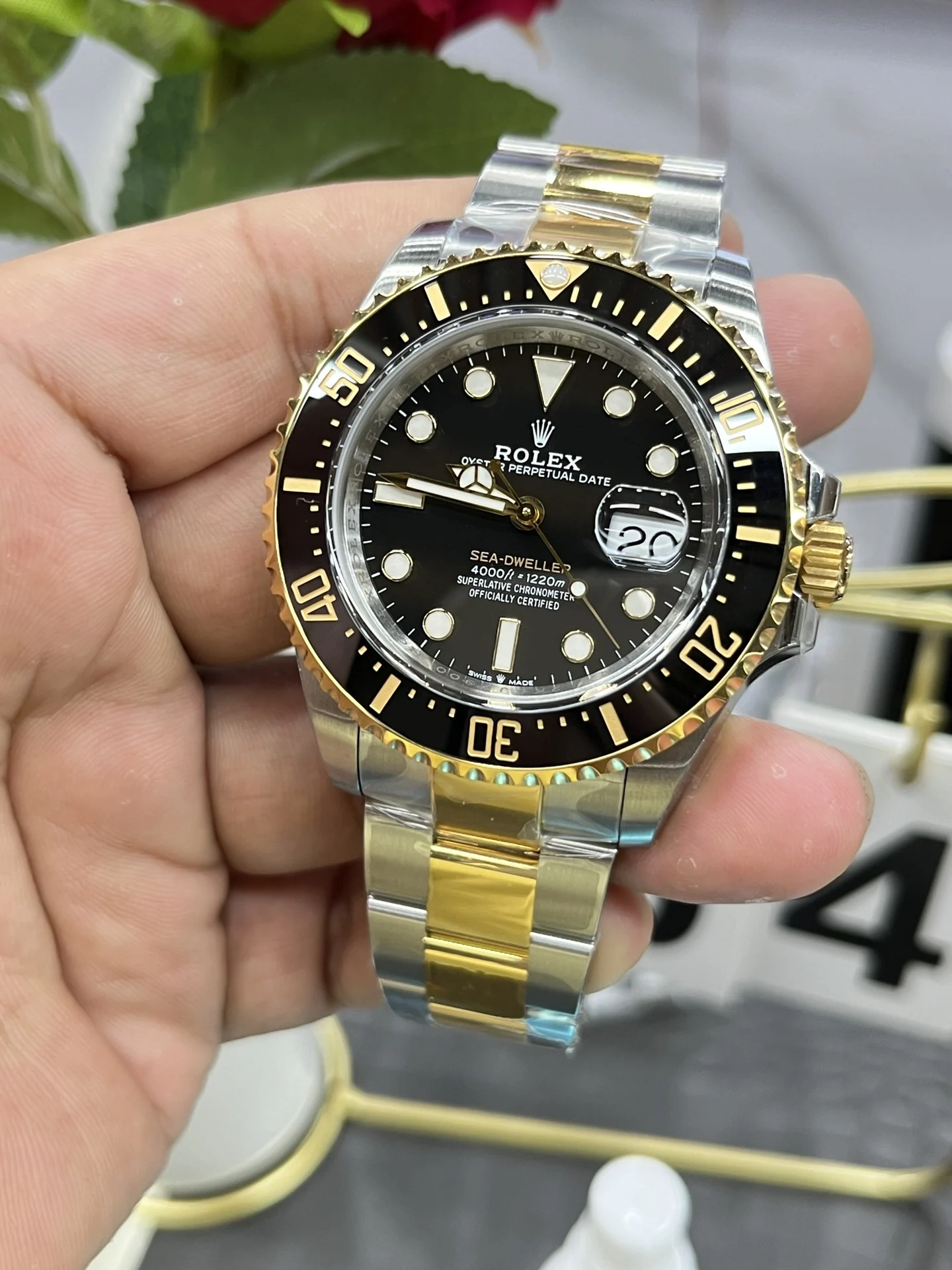 Rolex Sea-Dweller Two-Tone — photographed off the sweep