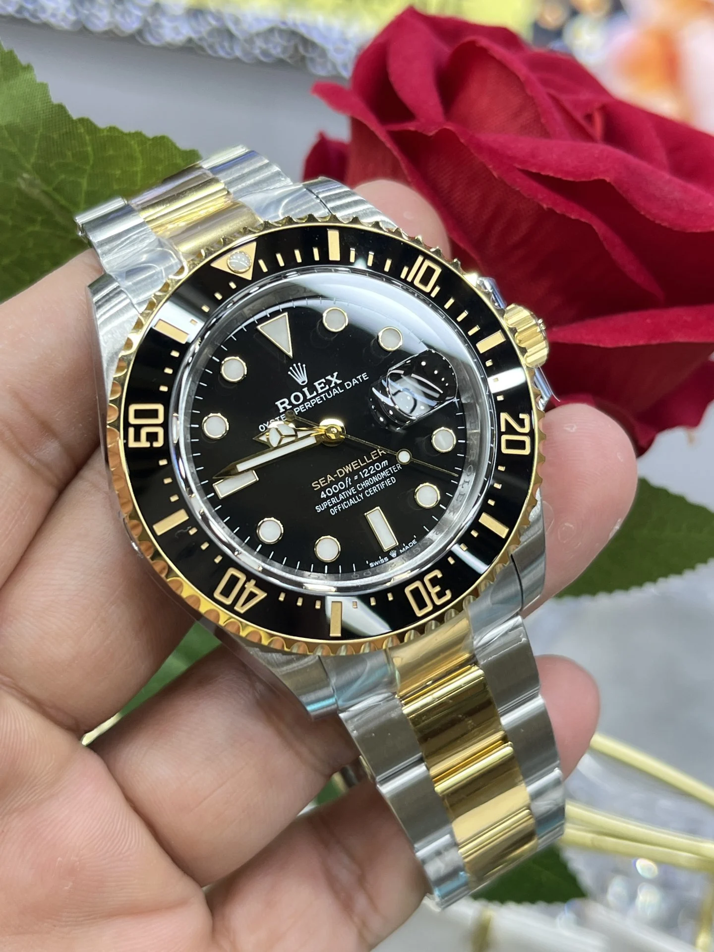 Rolex Sea-Dweller Two-Tone — photographed off the sweep