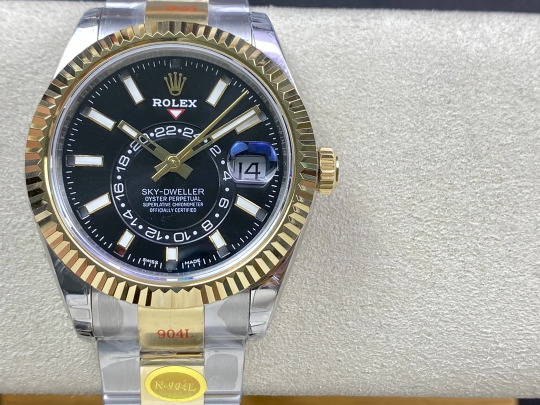 Rolex Sky-Dweller Moon Phase Ice Blue Steel Blue Dial 42mm — photographed off the sweep