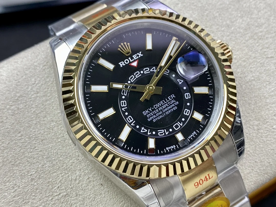 Rolex Sky-Dweller Moon Phase Ice Blue Steel Blue Dial 42mm — photographed off the sweep