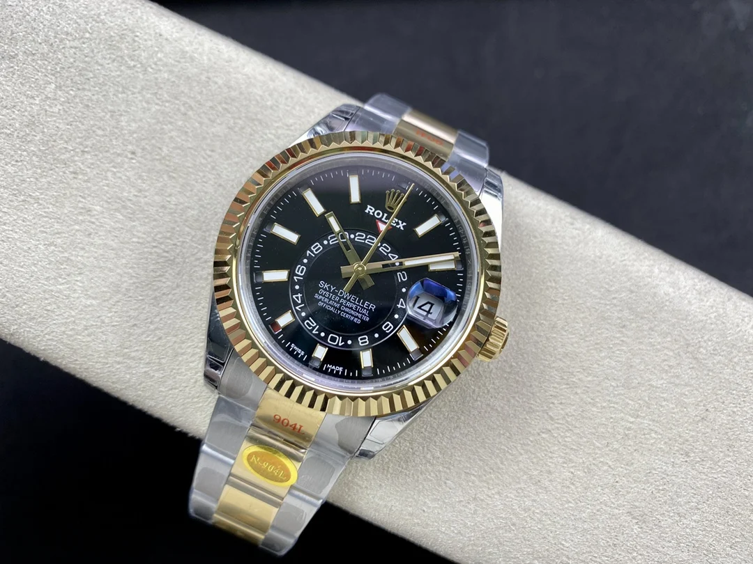 Rolex Sky-Dweller Moon Phase Ice Blue Steel Blue Dial 42mm — photographed off the sweep