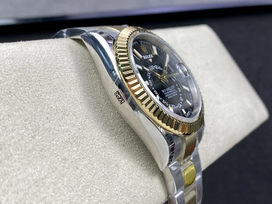 Rolex Sky-Dweller Moon Phase Ice Blue Steel Blue Dial 42mm — photographed off the sweep