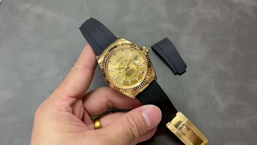 Rolex Sky-Dweller Moon Phase Ice Blue Yellow Gold Blue Dial 42mm