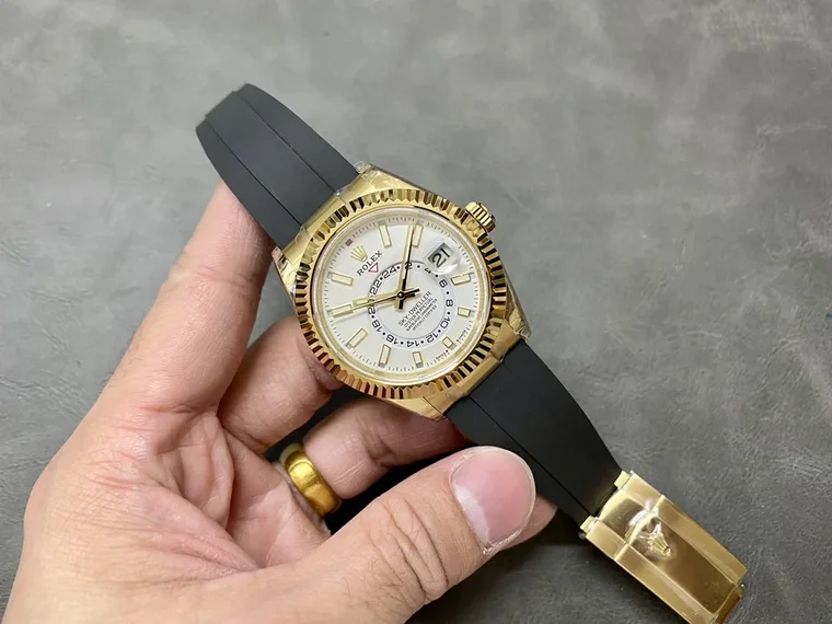 Rolex Sky-Dweller Moon Phase Ice Blue Yellow Gold Blue Dial 42mm