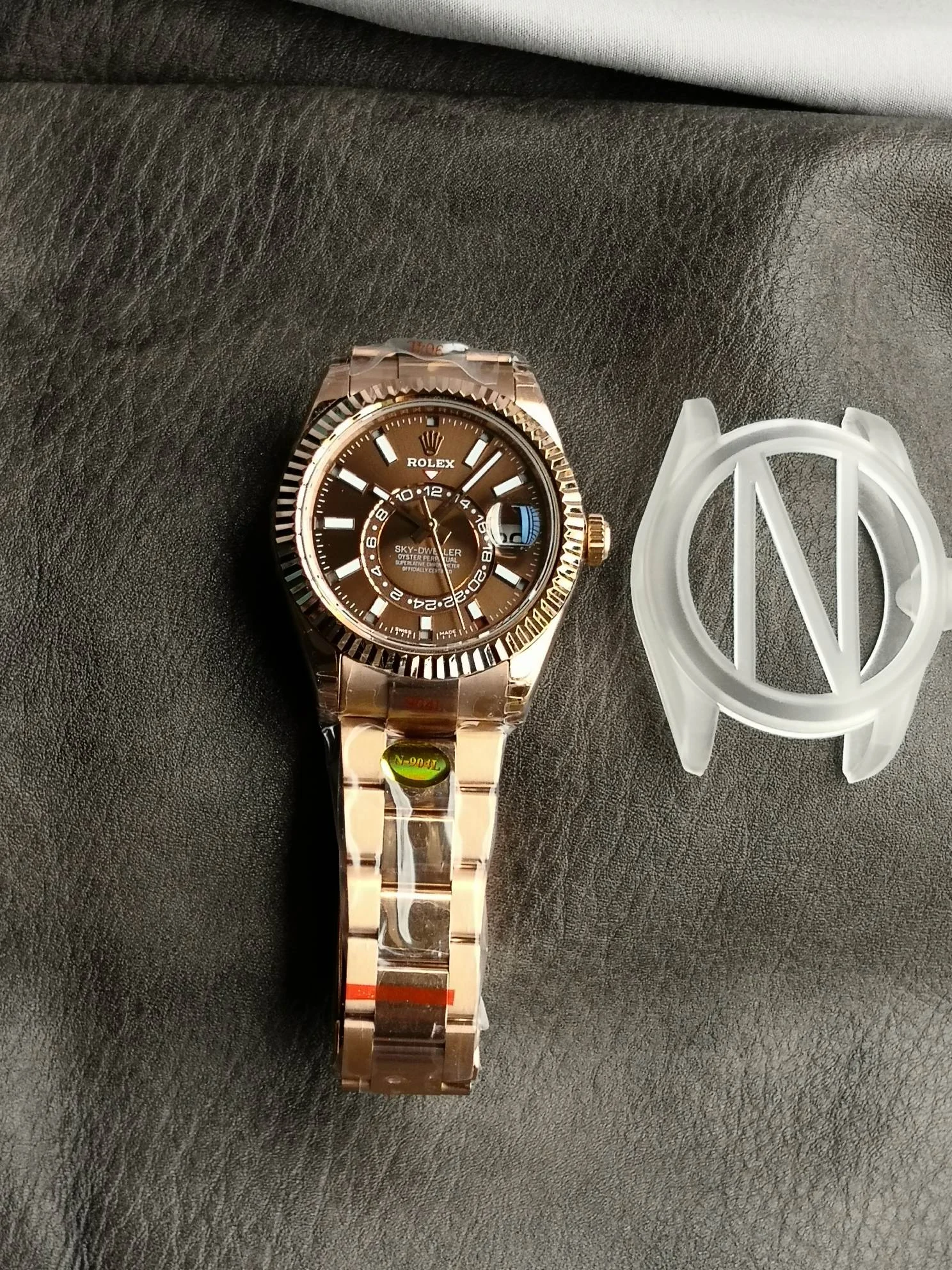 Rolex Sky-Dweller Moon Phase Ice Blue Yellow Gold Blue Dial 42mm — photographed off the sweep