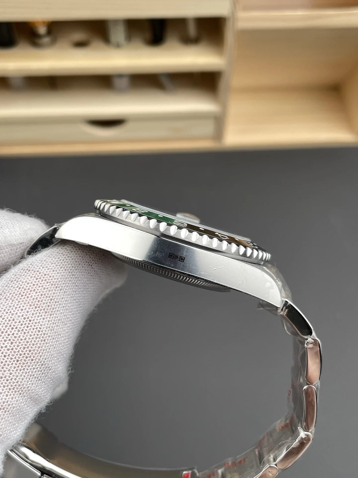 Rolex Sprite Green Dial 40mm — photographed off the sweep