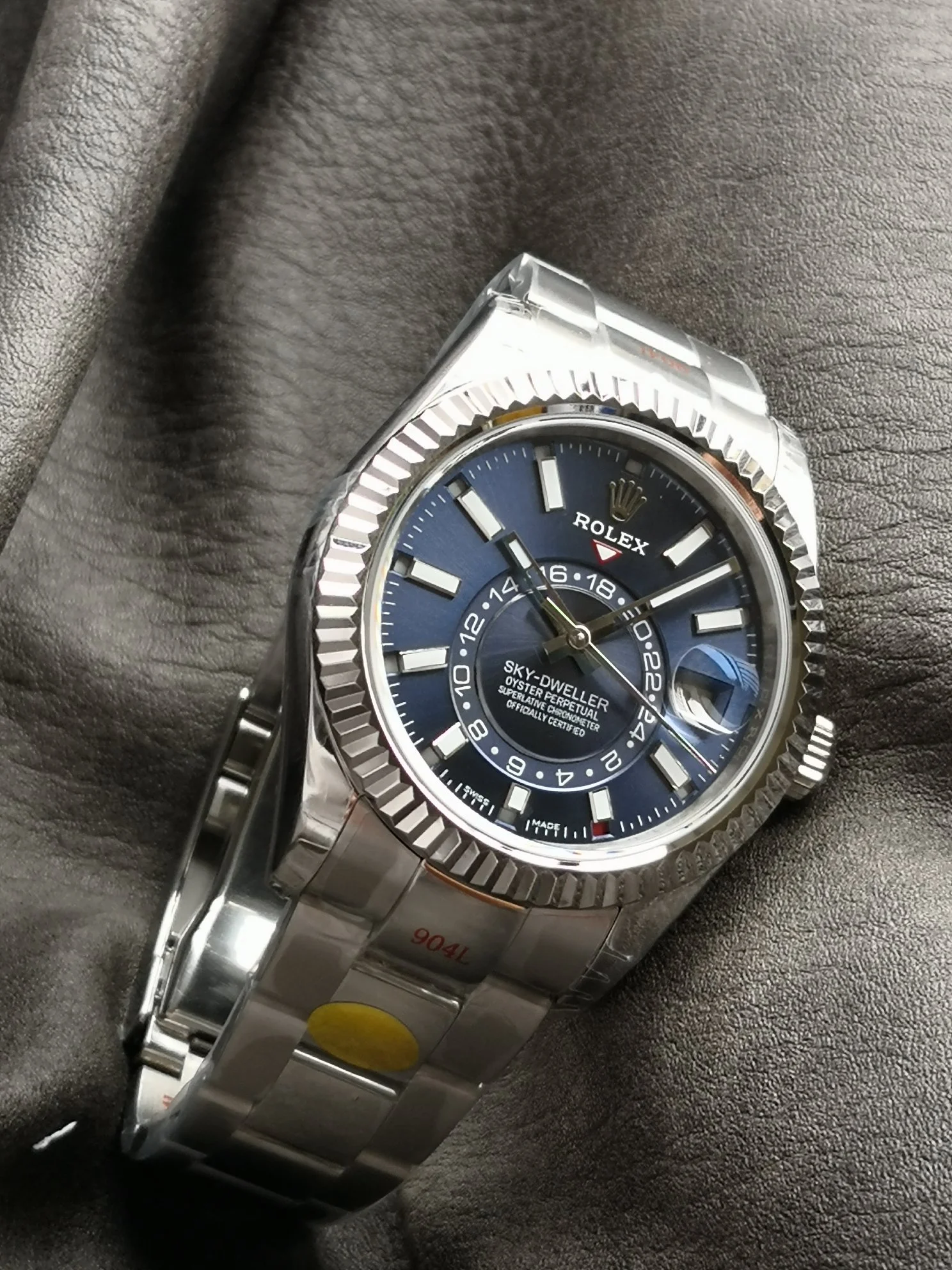 Rolex Steel Blue Dial — photographed off the sweep