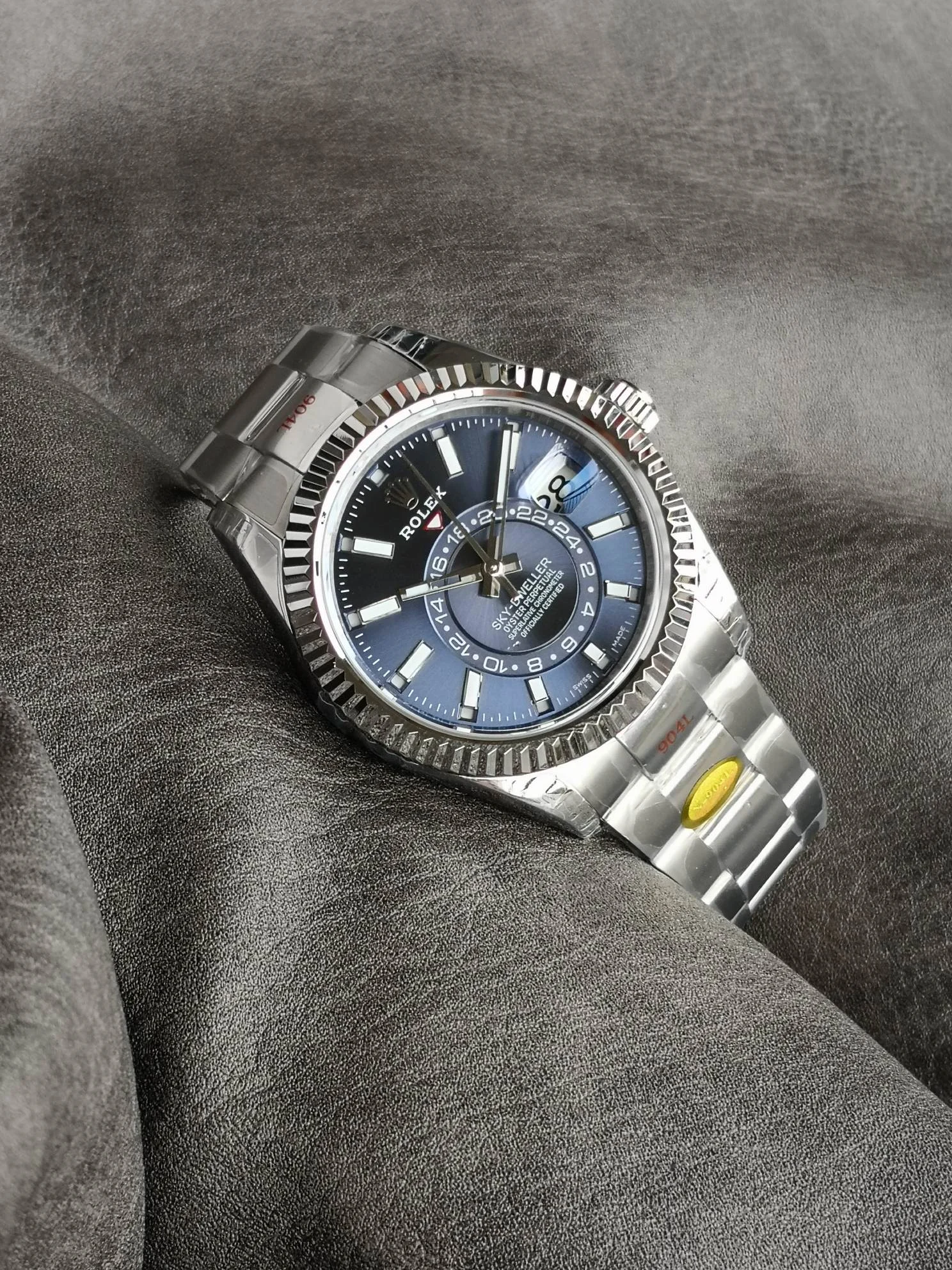 Rolex Steel Blue Dial — photographed off the sweep