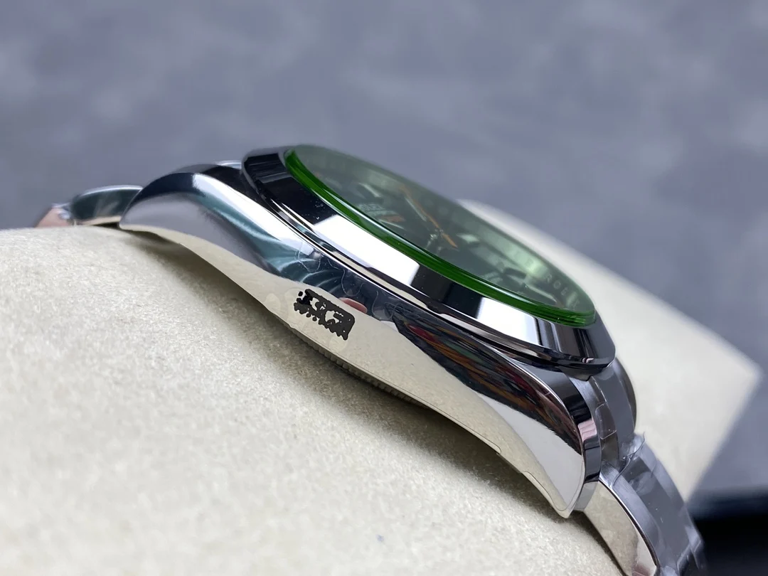 Rolex Steel Green Dial — photographed off the sweep