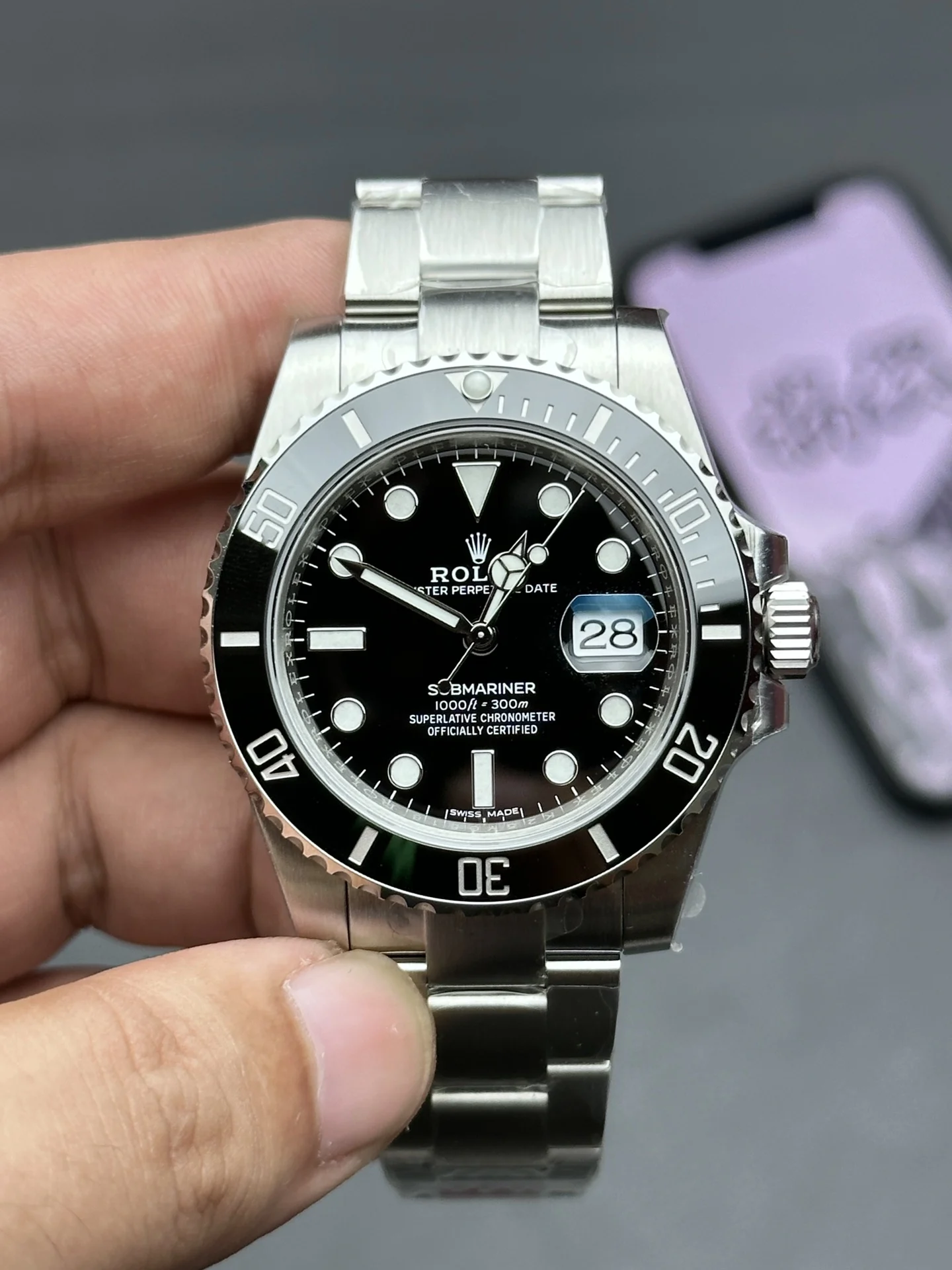 Rolex Submariner Black Dial 40mm — photographed off the sweep