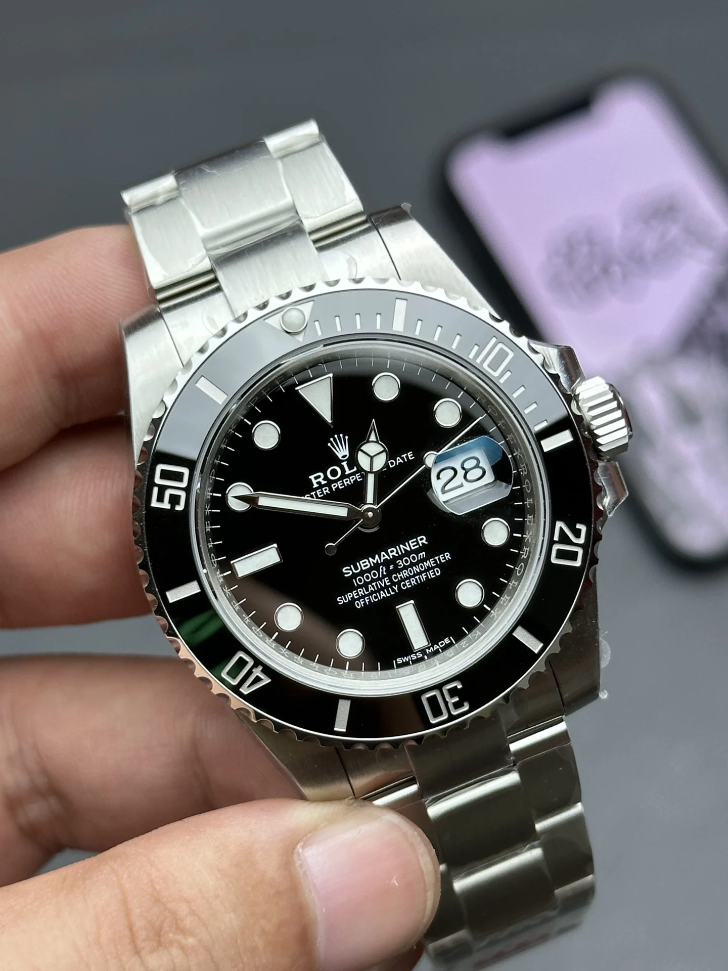 Rolex Submariner Black Dial 40mm — photographed off the sweep