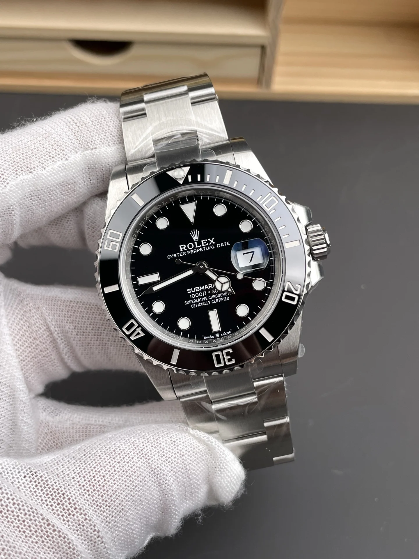 Rolex Submariner Black Dial 41mm — photographed off the sweep