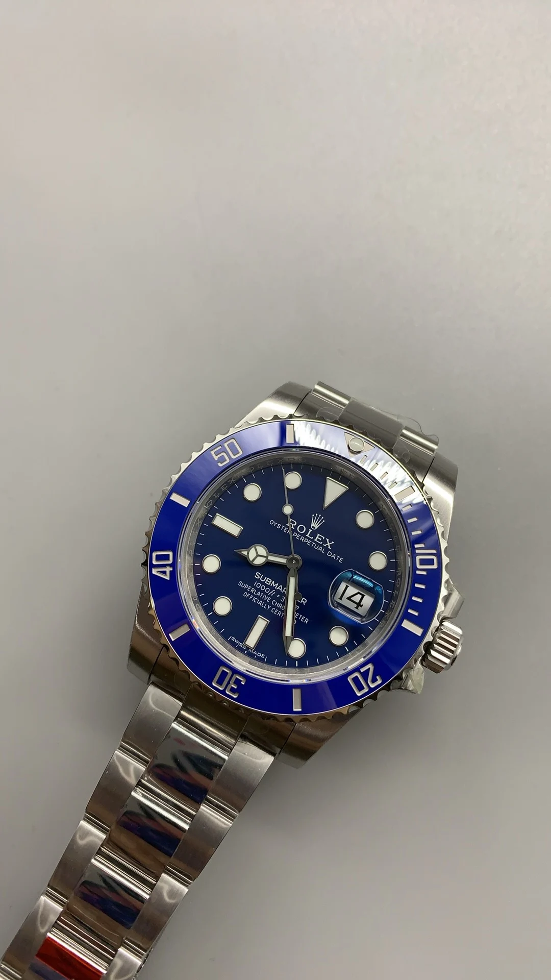 Rolex Submariner Blue Dial 40mm — photographed off the sweep