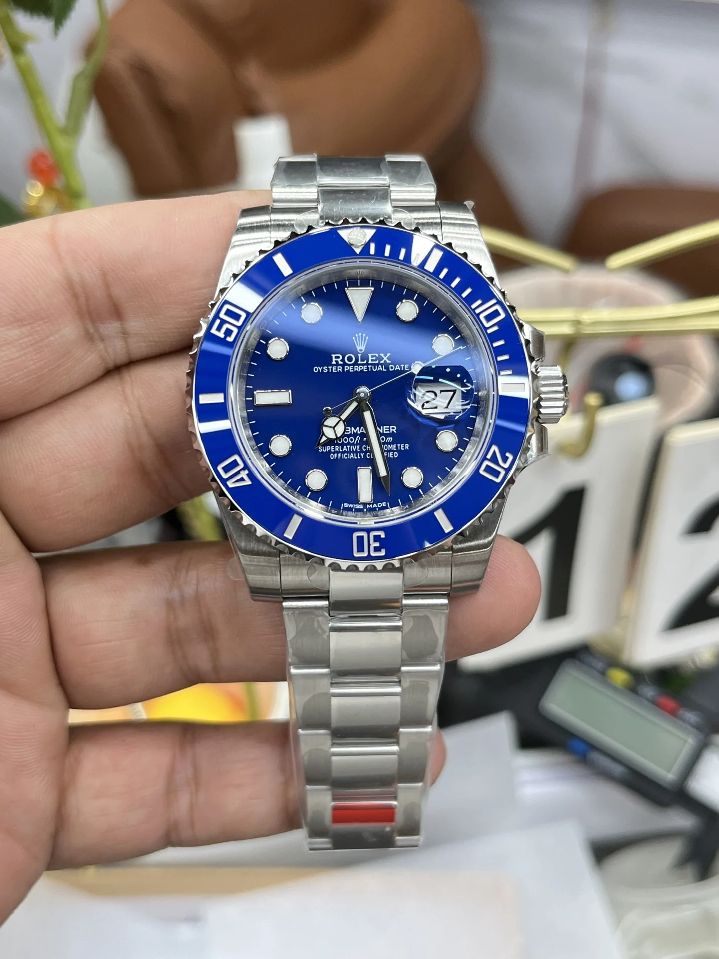 Rolex Submariner Blue Dial 40mm — photographed off the sweep