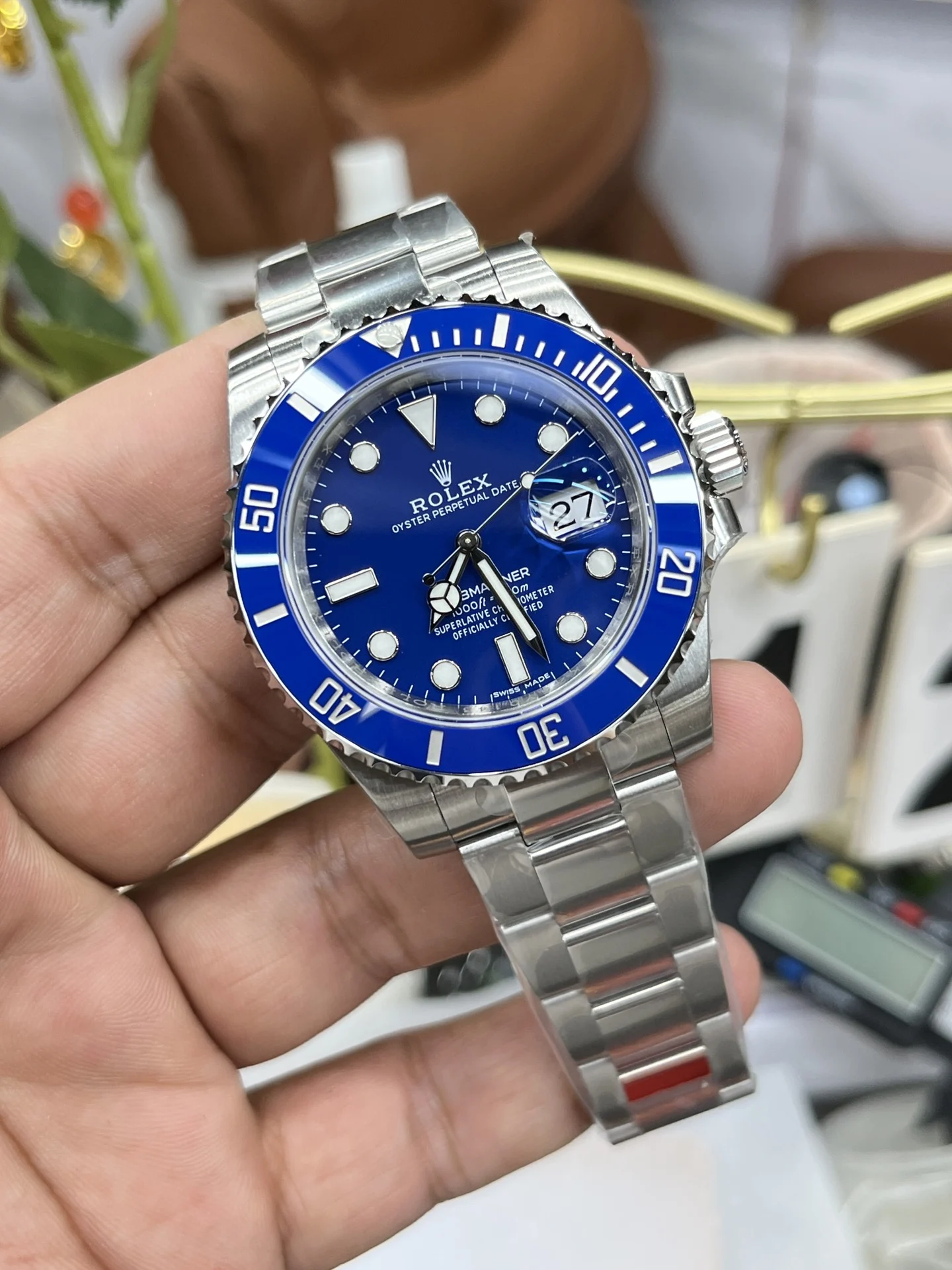 Rolex Submariner Blue Dial 40mm — photographed off the sweep