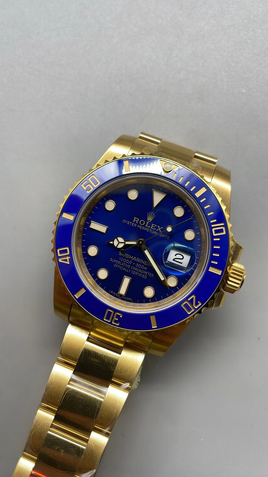 Rolex Submariner Blue Dial 40mm — photographed off the sweep