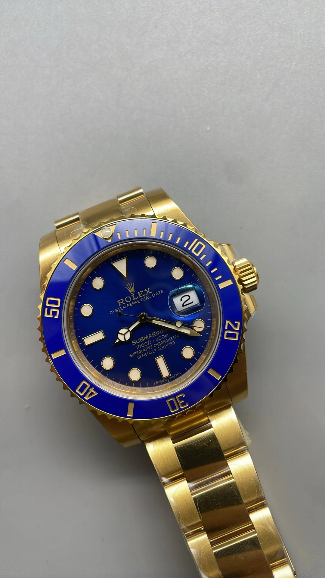 Rolex Submariner Blue Dial 40mm — photographed off the sweep