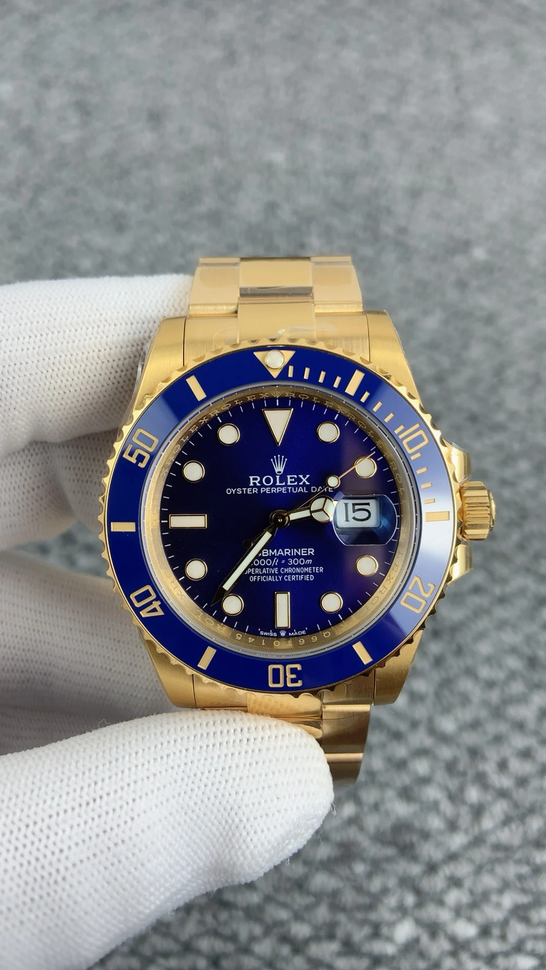 Rolex Submariner Blue Dial 41mm — photographed off the sweep