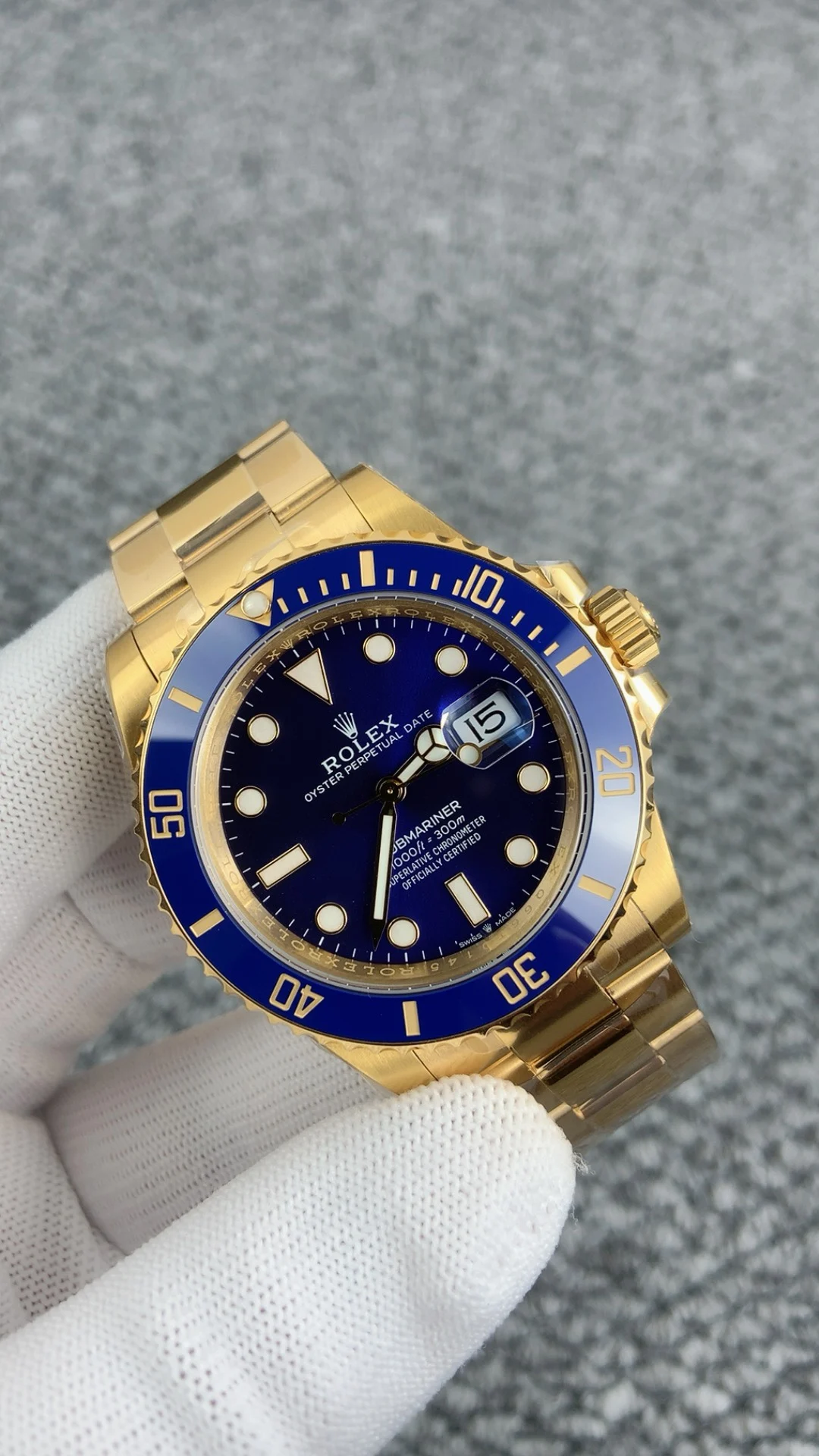 Rolex Submariner Blue Dial 41mm — photographed off the sweep