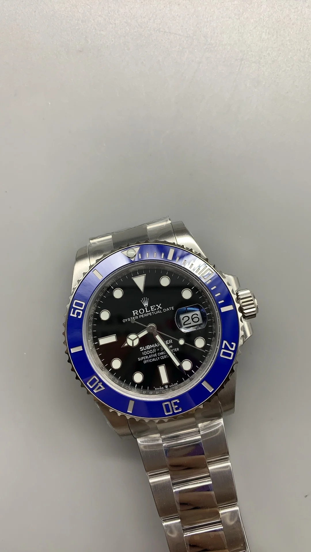 Rolex Submariner Blue Dial 41mm — photographed off the sweep