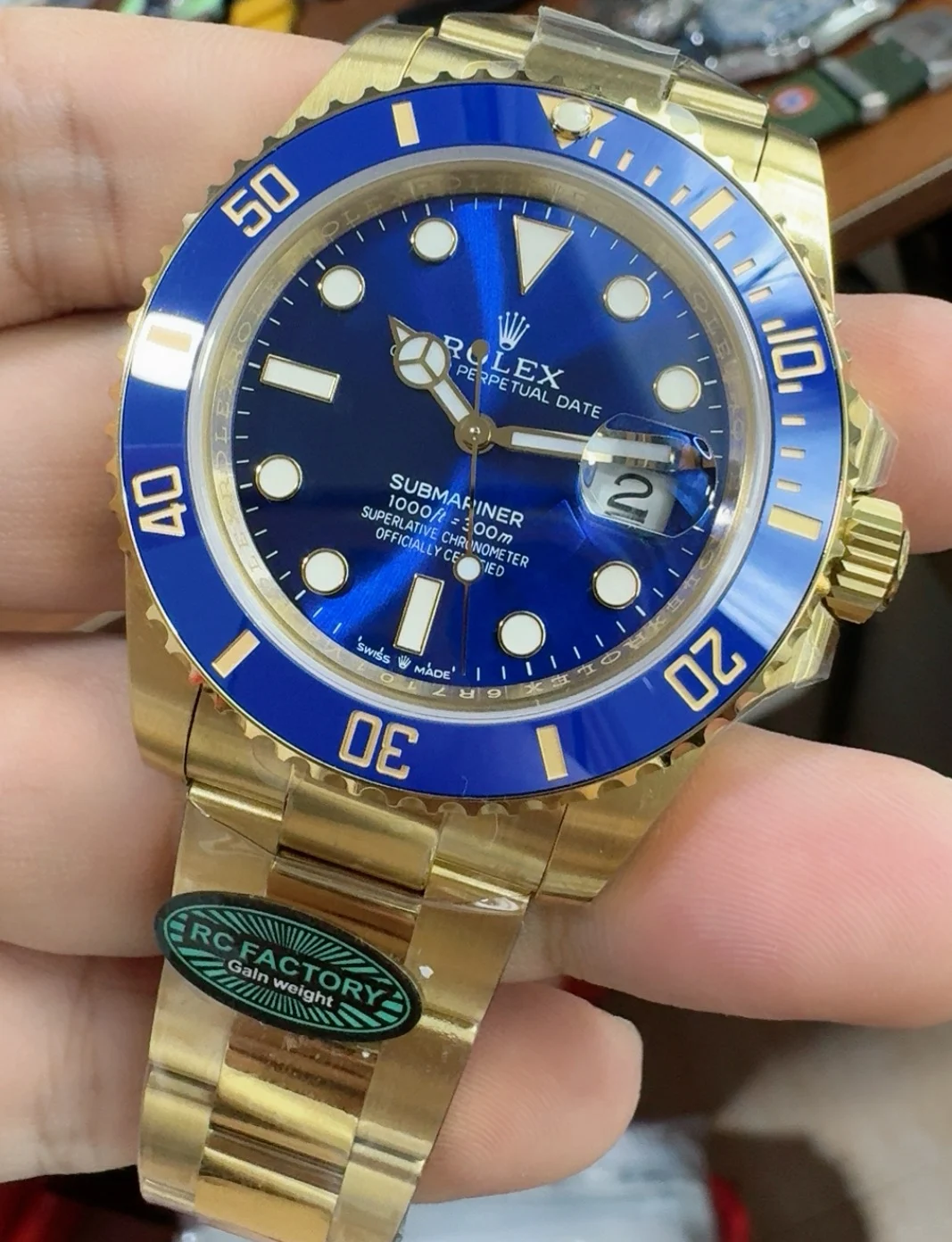 Rolex Submariner Blue Dial 41mm — photographed off the sweep