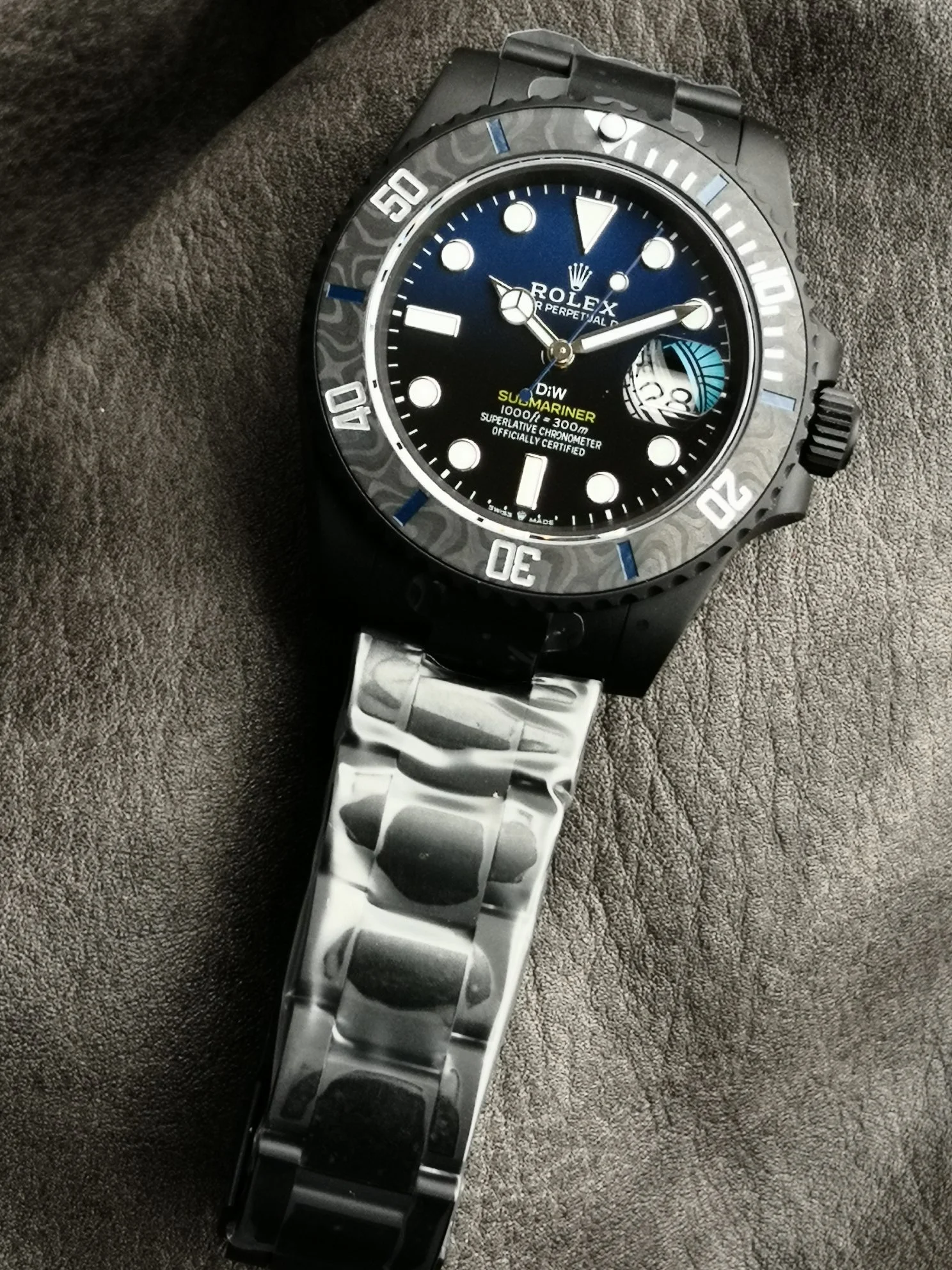 Rolex Submariner Carbon Green Dial — photographed off the sweep