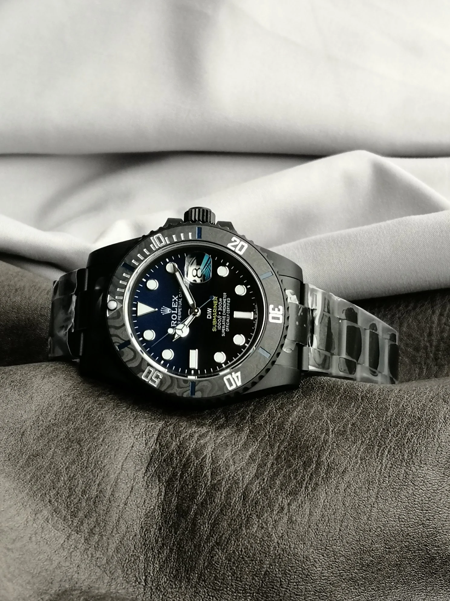 Rolex Submariner Carbon Green Dial — photographed off the sweep