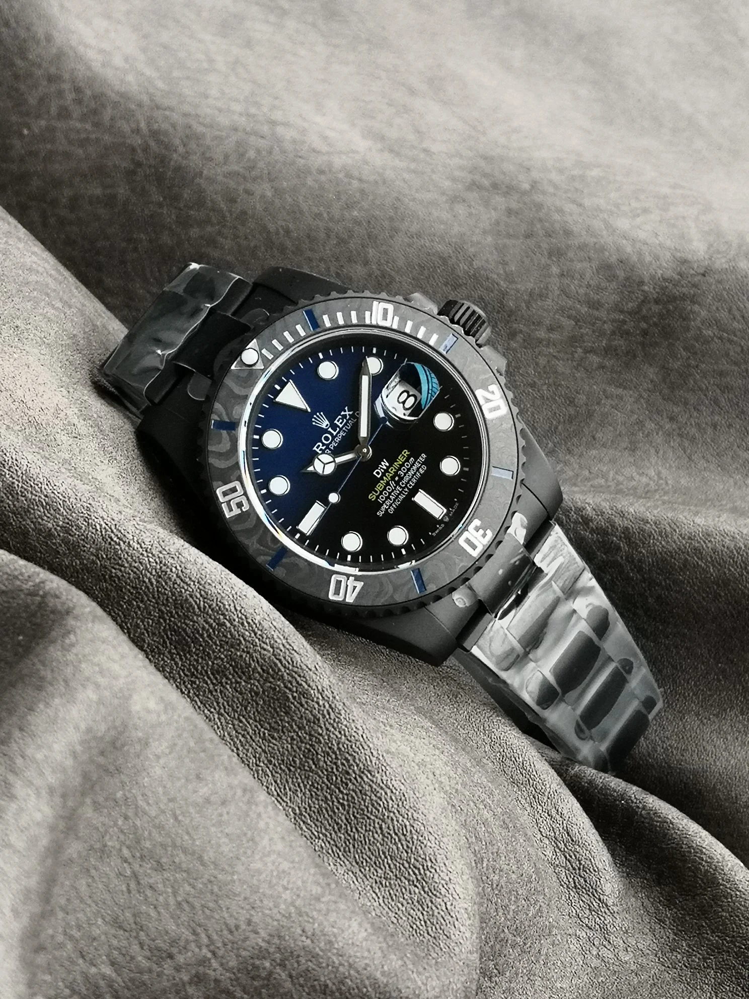 Rolex Submariner Carbon Green Dial — photographed off the sweep