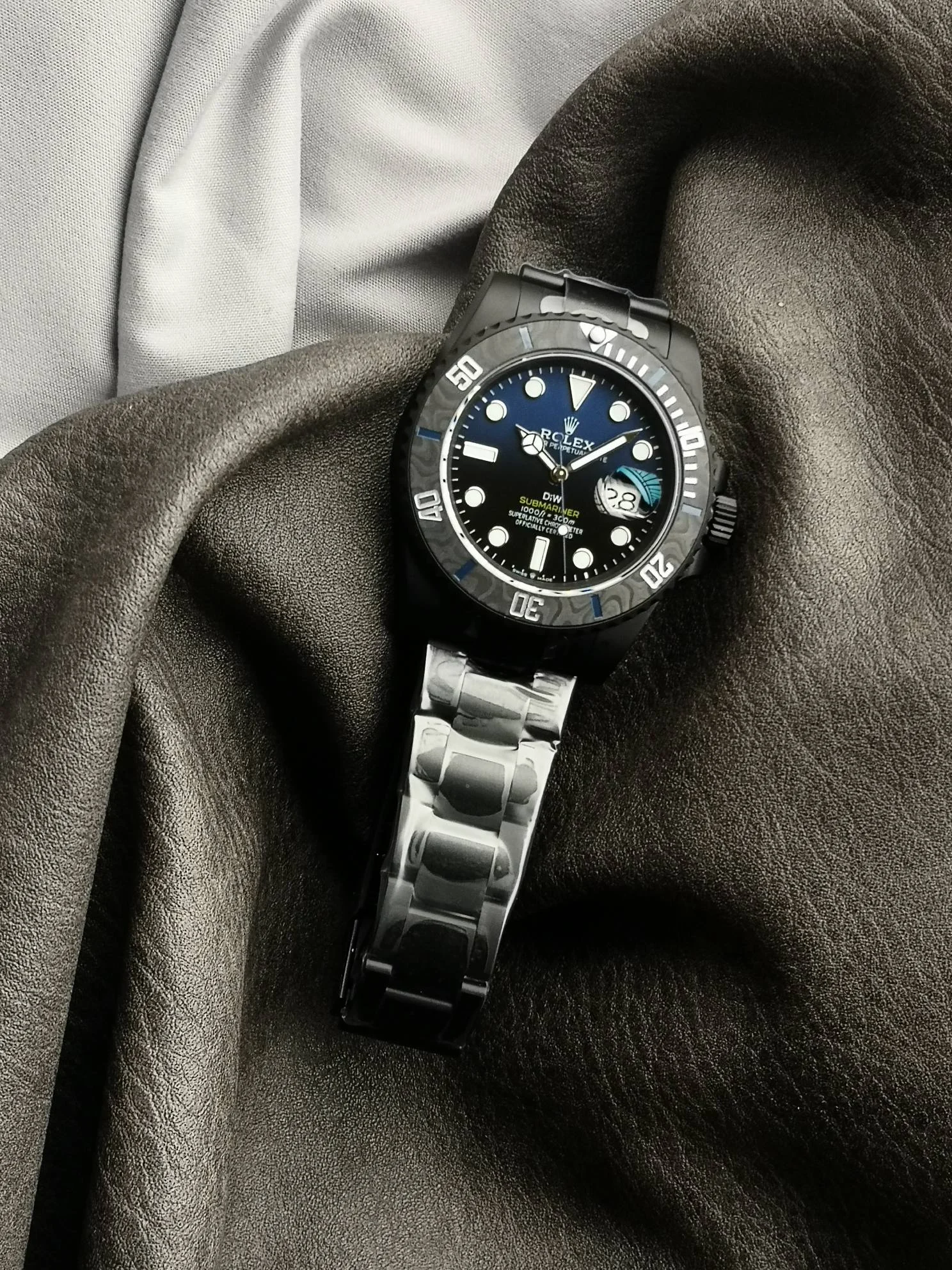 Rolex Submariner Carbon Green Dial — photographed off the sweep