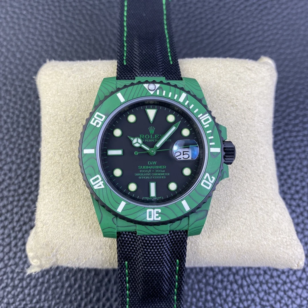 Rolex Submariner Carbon Green Dial — photographed off the sweep