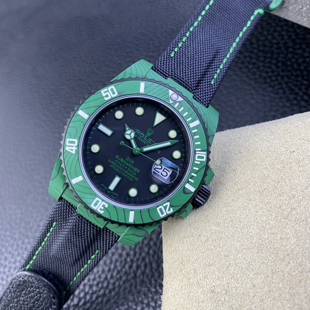 Rolex Submariner Carbon Green Dial — photographed off the sweep