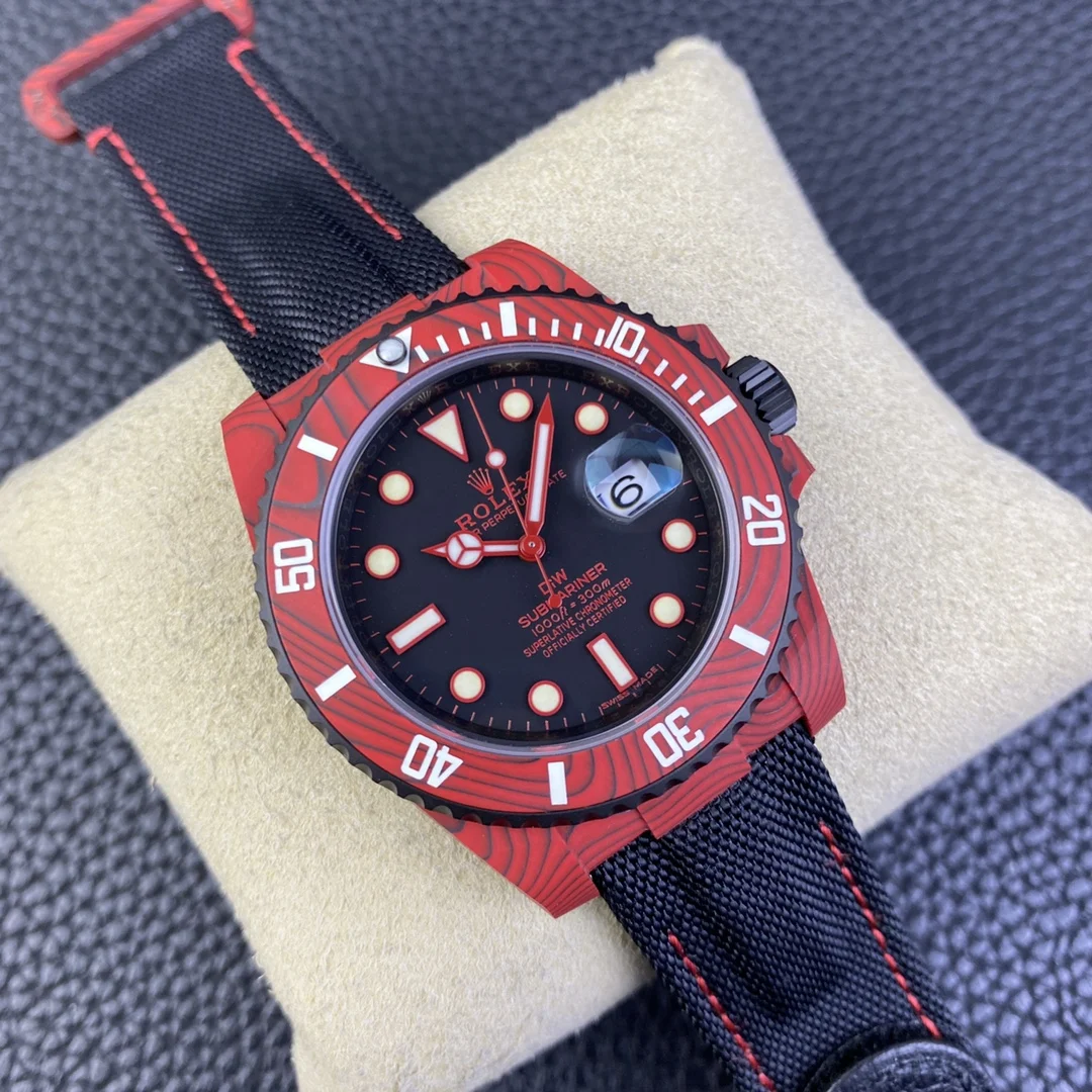 Rolex Submariner Carbon Red Dial — photographed off the sweep