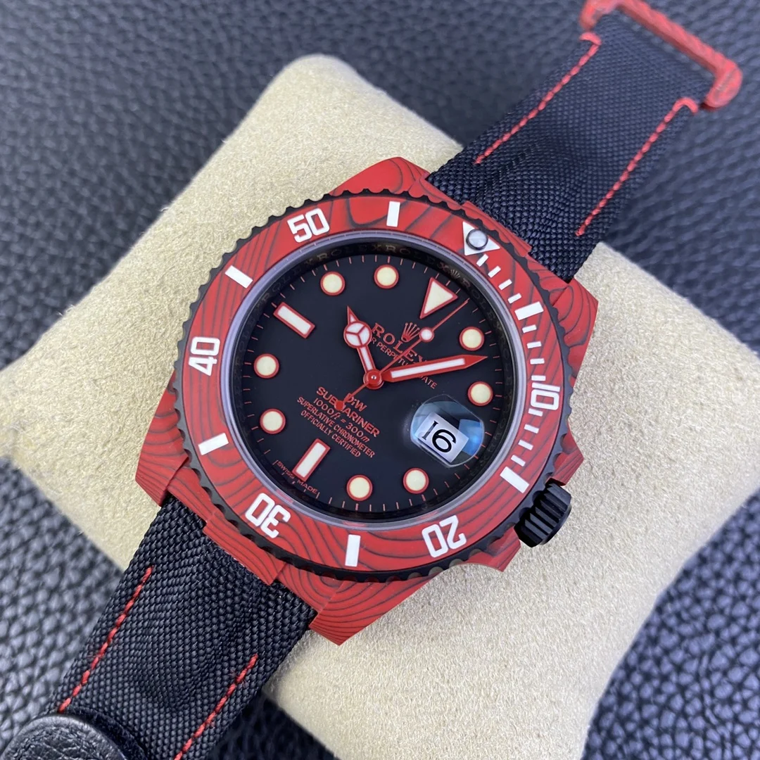 Rolex Submariner Carbon Red Dial — photographed off the sweep