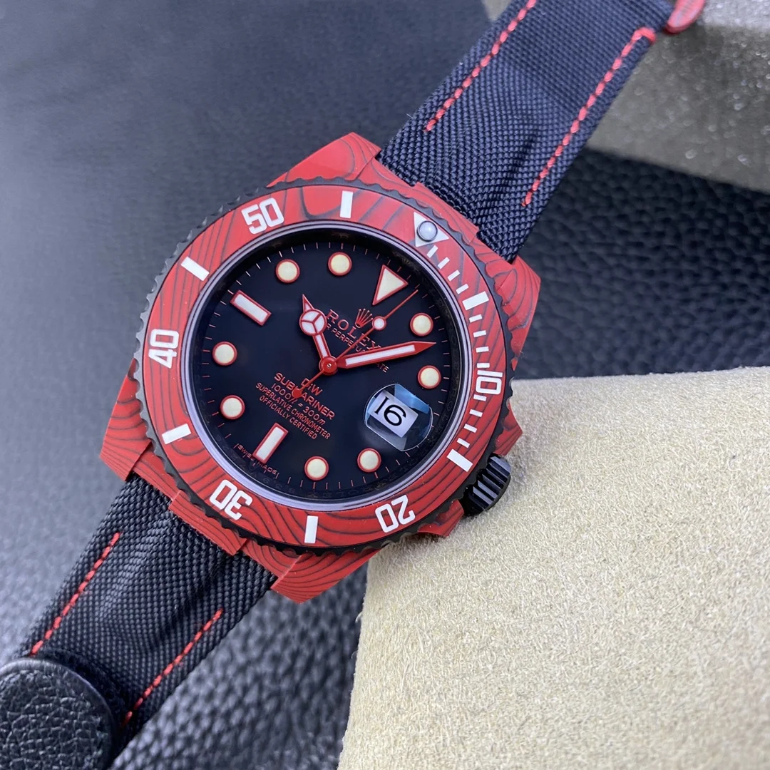 Rolex Submariner Carbon Red Dial — photographed off the sweep