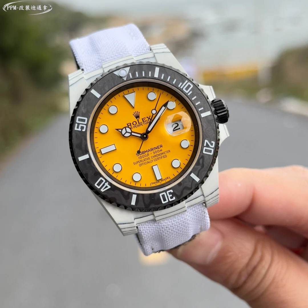 Rolex Submariner Carbon White Dial — photographed off the sweep
