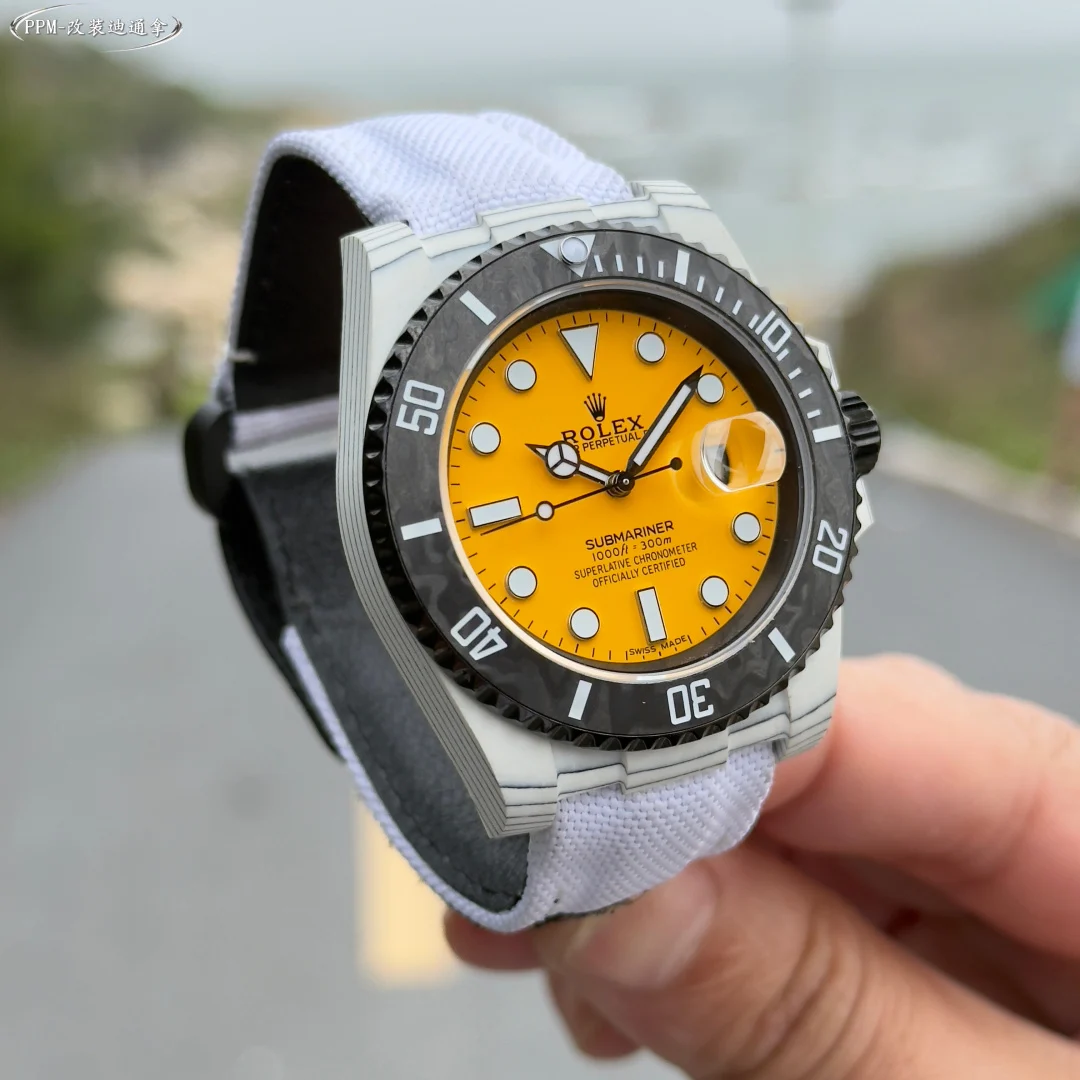 Rolex Submariner Carbon White Dial — photographed off the sweep