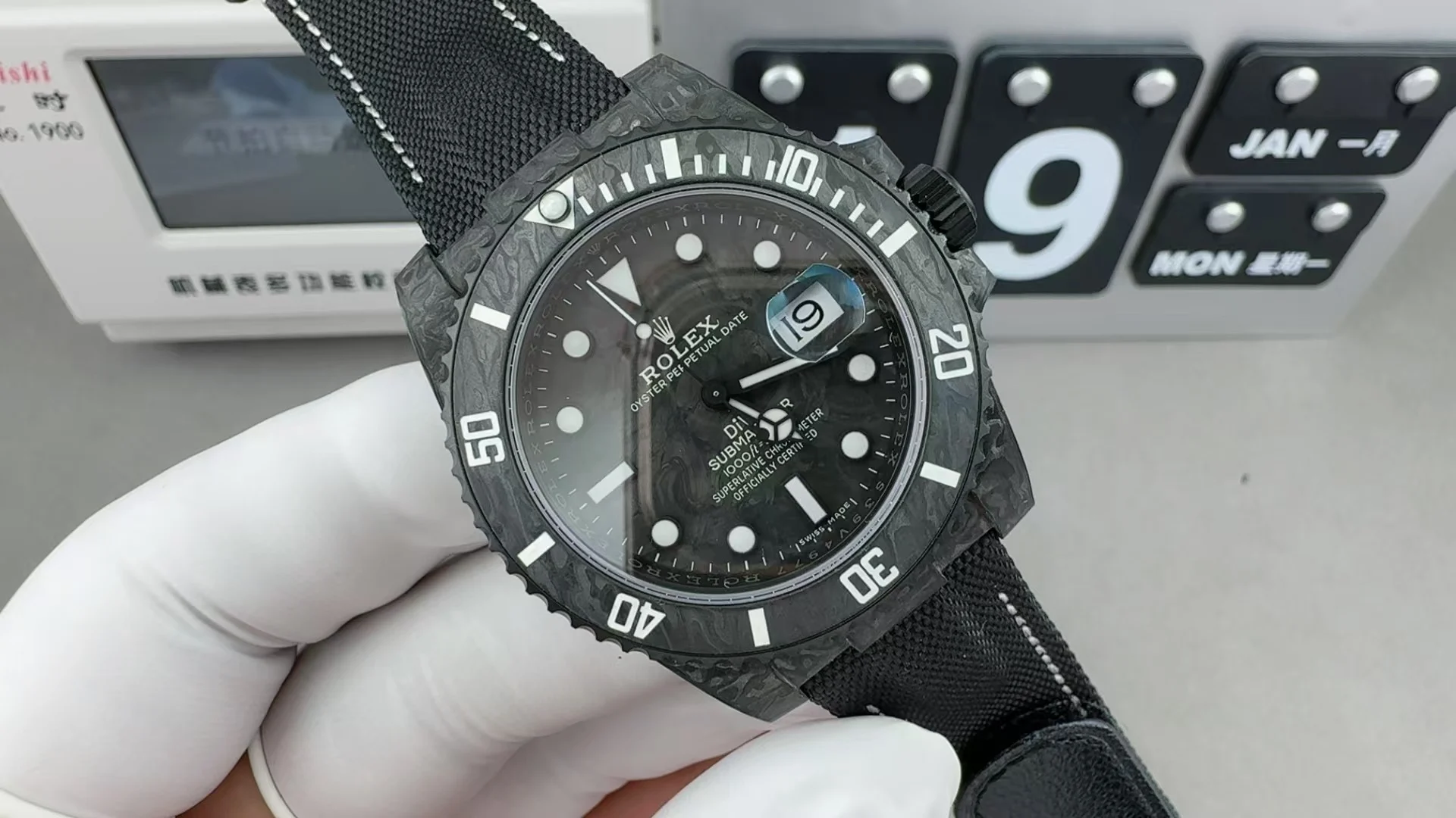 Rolex Submariner Carbon — photographed off the sweep