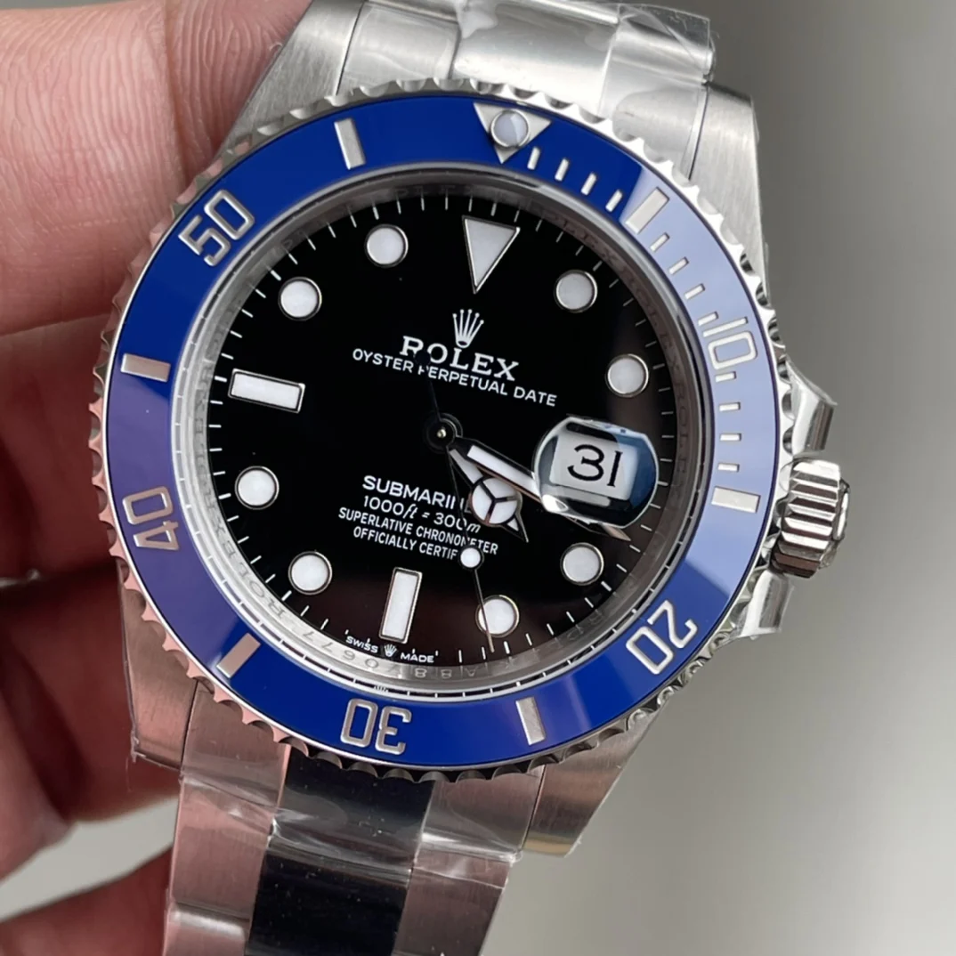 Rolex Submariner Ceramic Blue Dial 41mm — photographed off the sweep