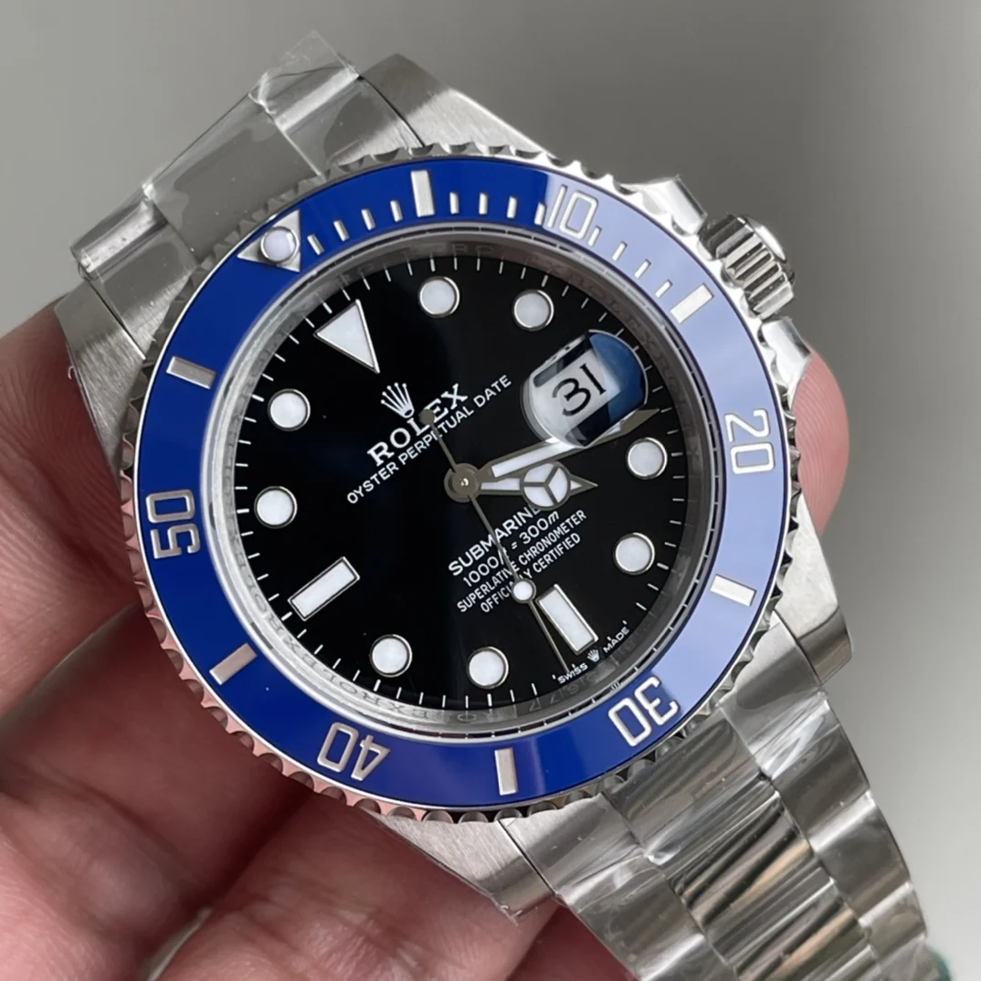 Rolex Submariner Ceramic Blue Dial 41mm — photographed off the sweep